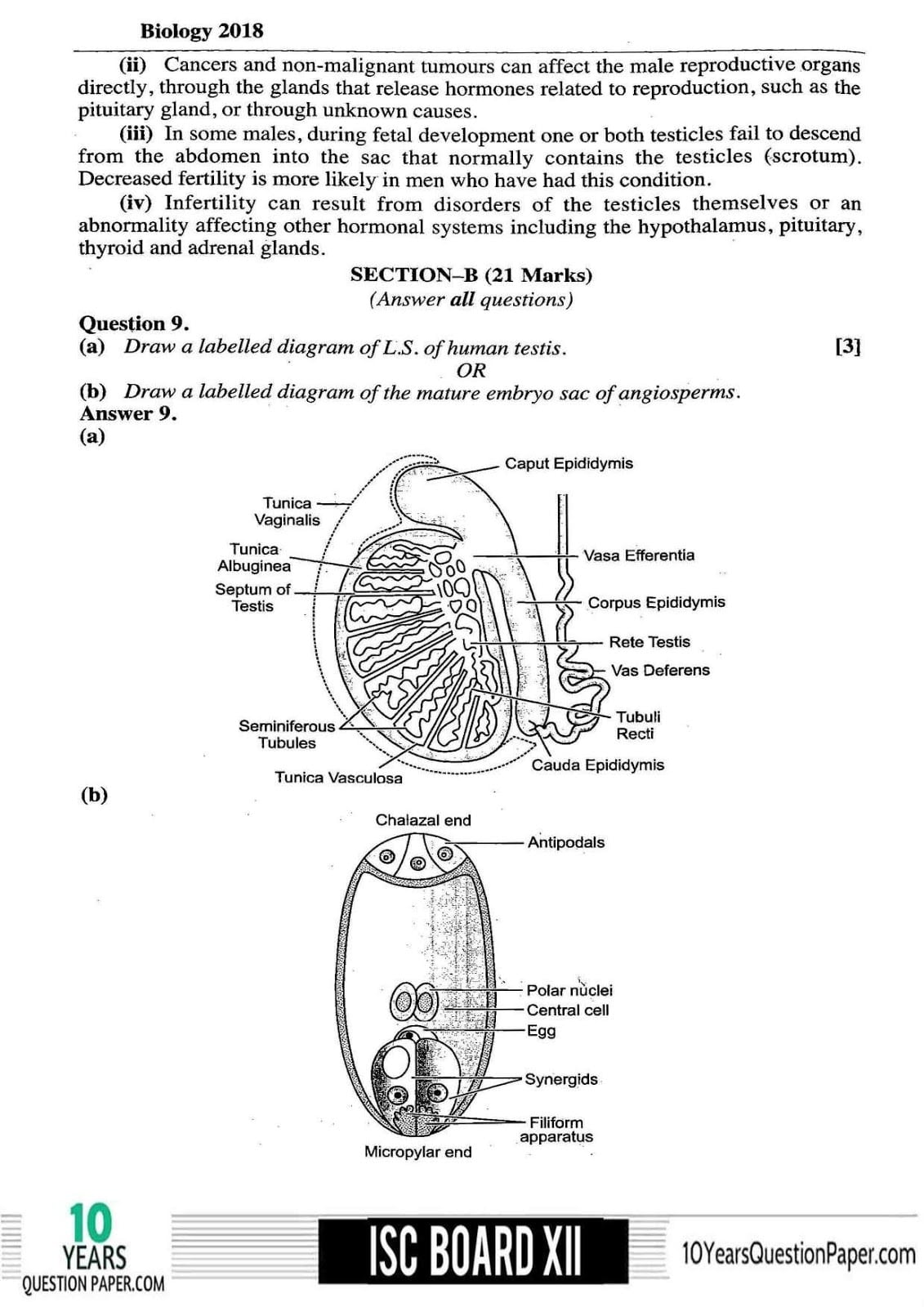 ISC Class 12 Biology Solved 2018 Question Paper