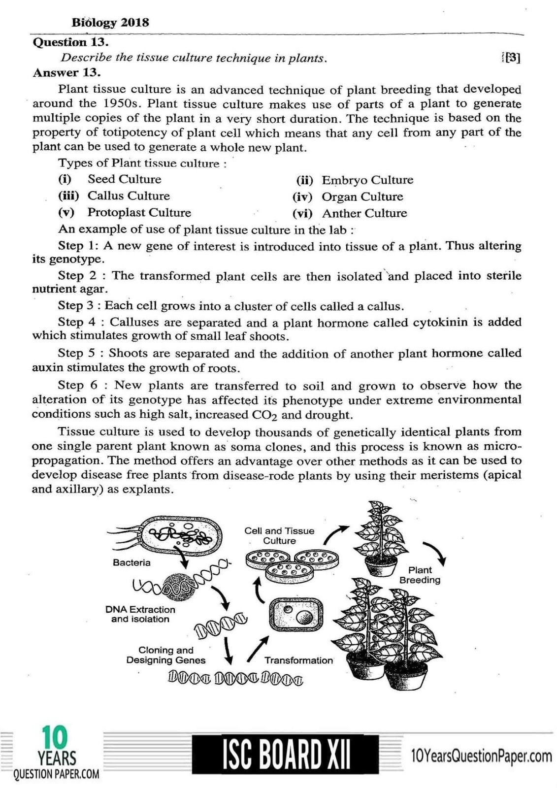 ISC Class 12 Biology Solved 2018 Question Paper