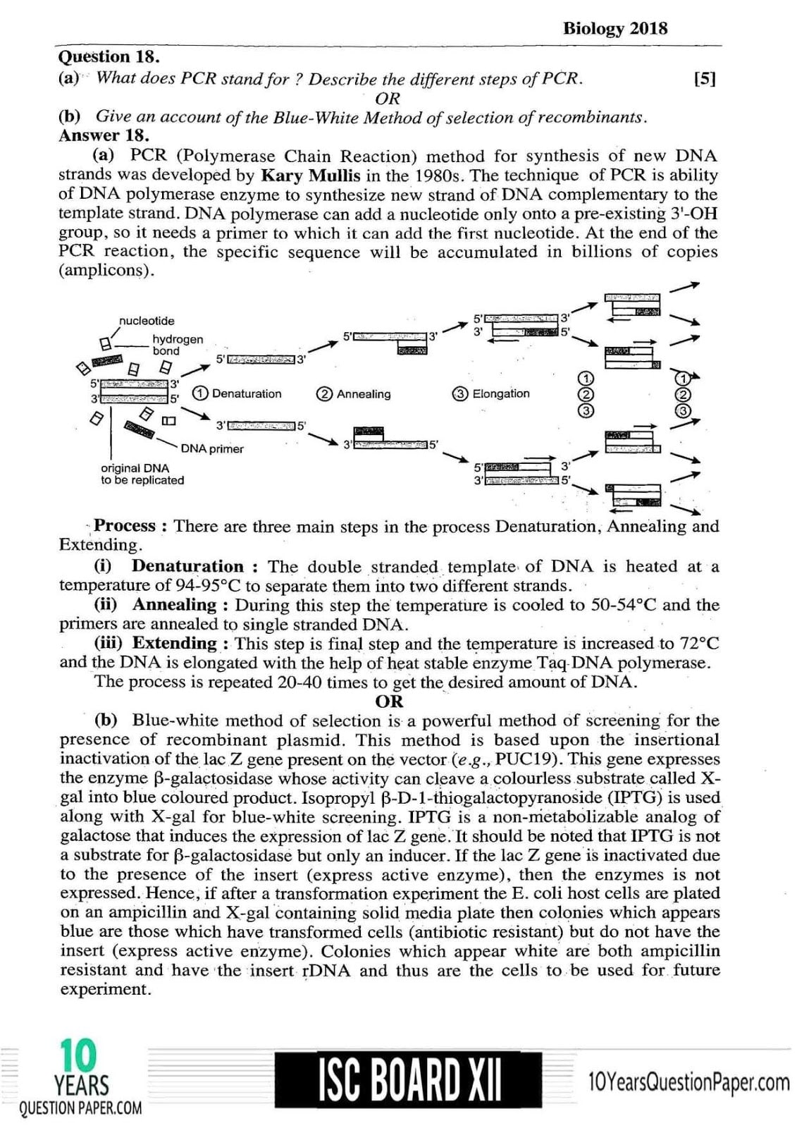 ISC Class 12 Biology Solved 2018 Question Paper