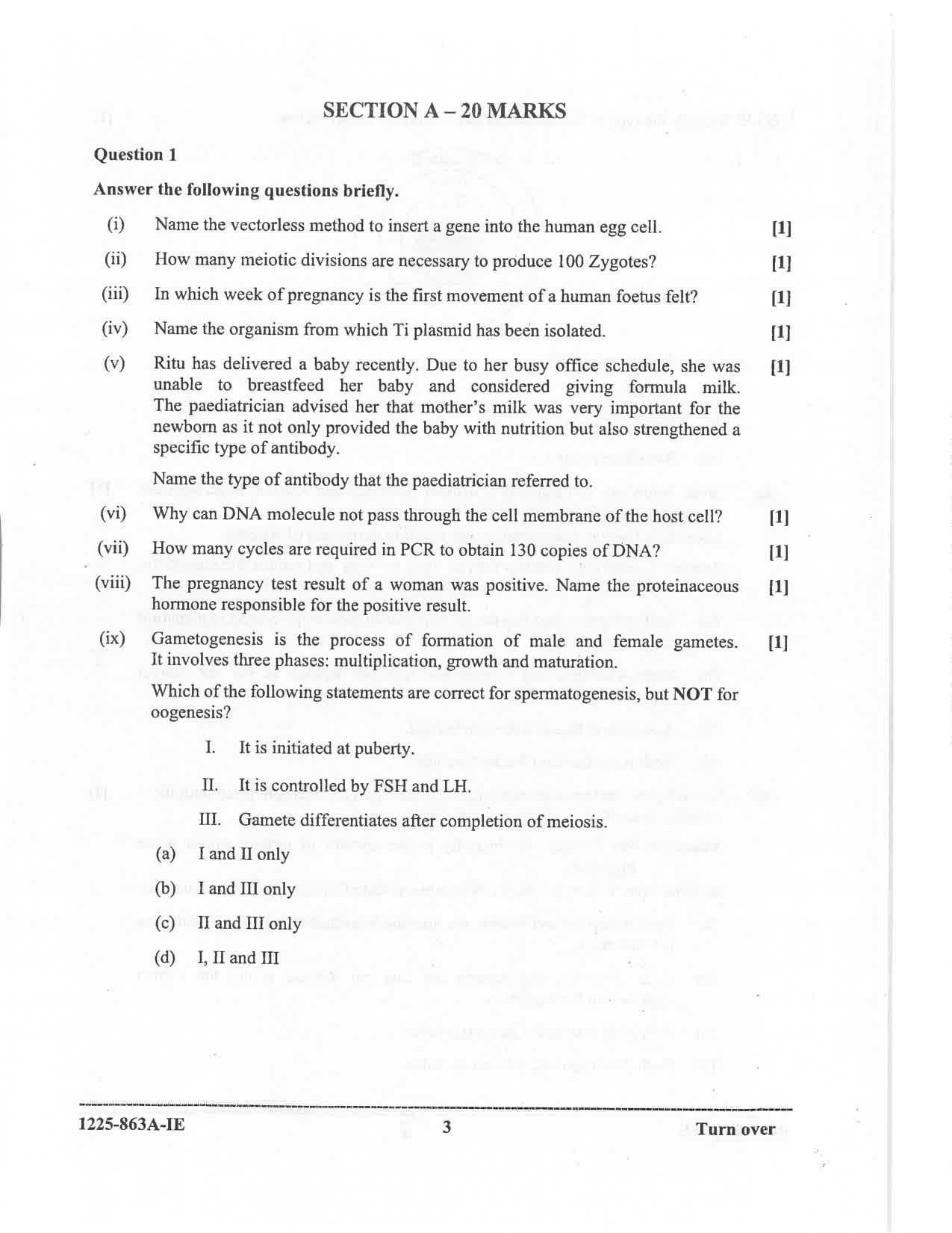 ISC 2025 Biology Improvement Examination Question Paper for Class 12 — page 3