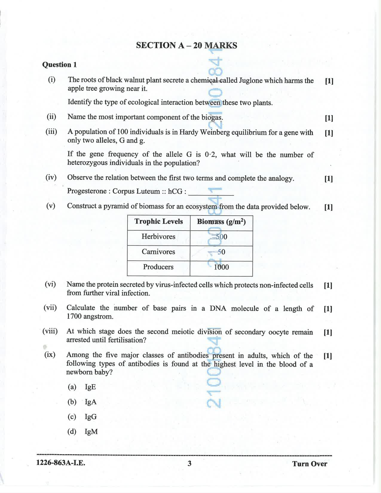 ISC 2026 Biology Improvement Examination Question Paper for Class 12 — page 3