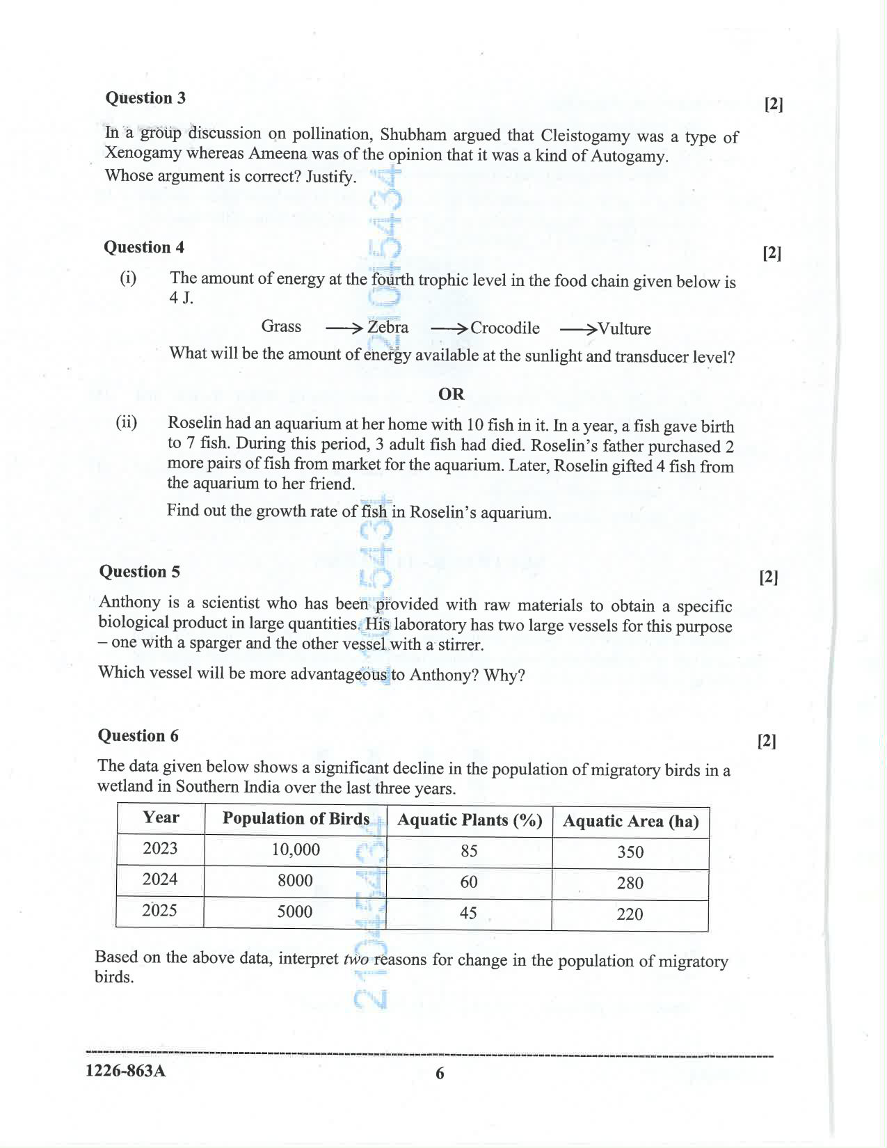 ISC 2026 Biology Question Paper for Class 12 — page 6