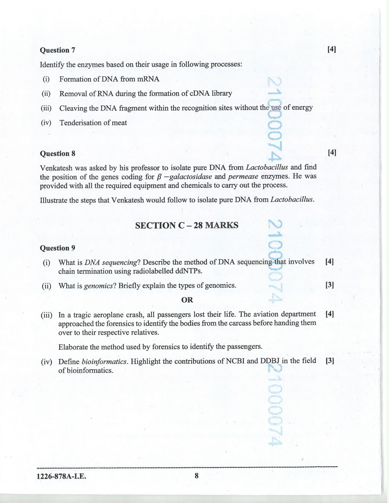 ISC 2026 Biotechnology Improvement Examination Question Paper for Class 12 — page 8