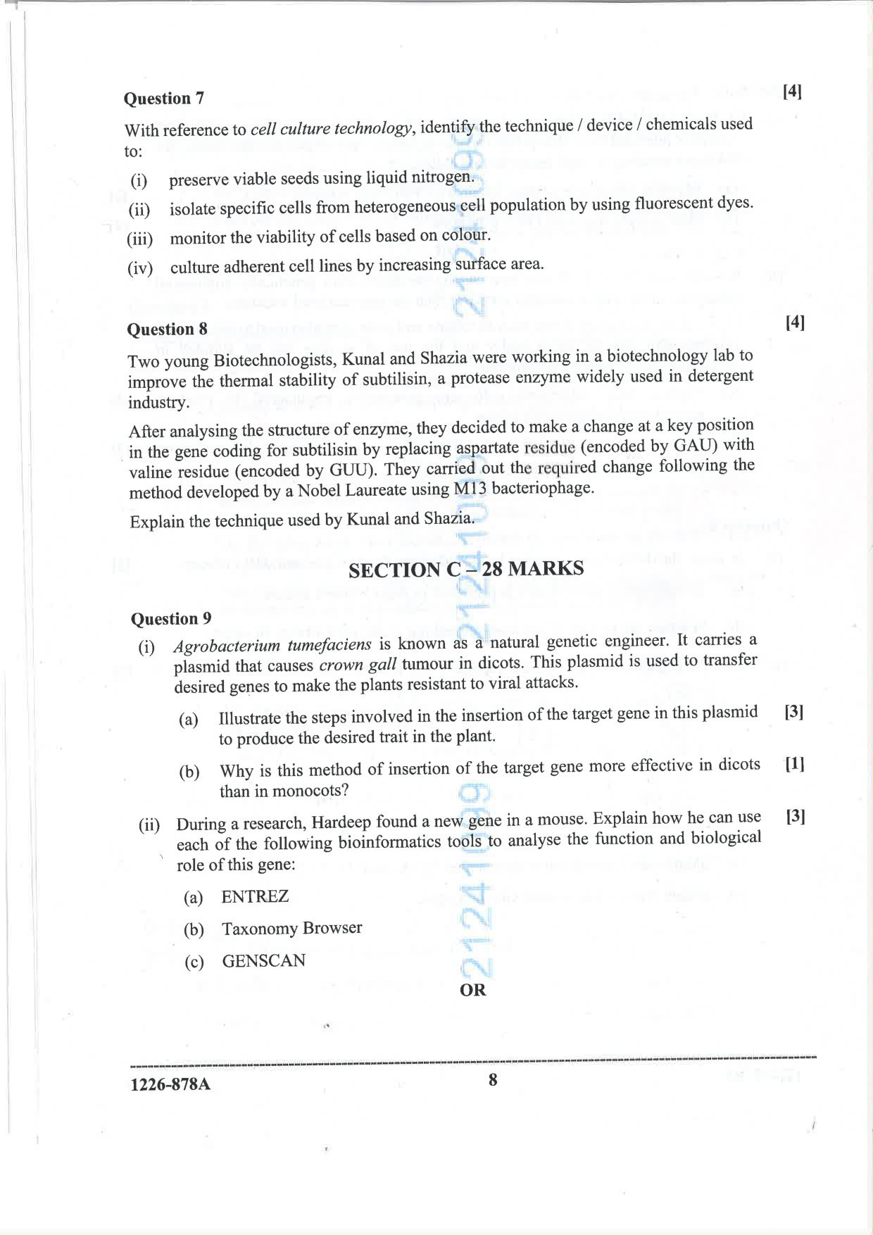 ISC 2026 Biotechnology Question Paper for Class 12 — page 8