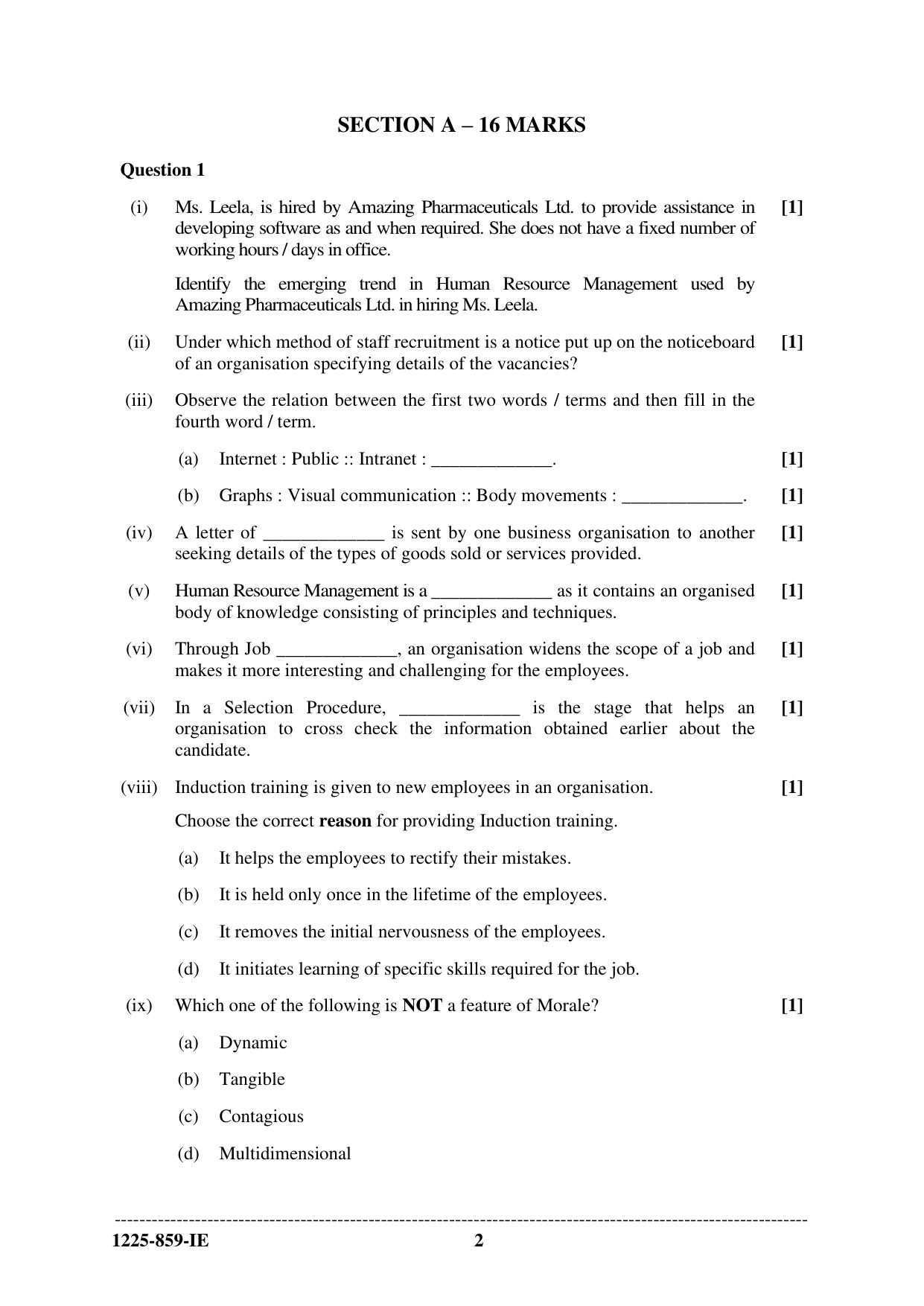 ISC 2025 Business Studies Improvement Examination Question Paper for Class 12 — page 2