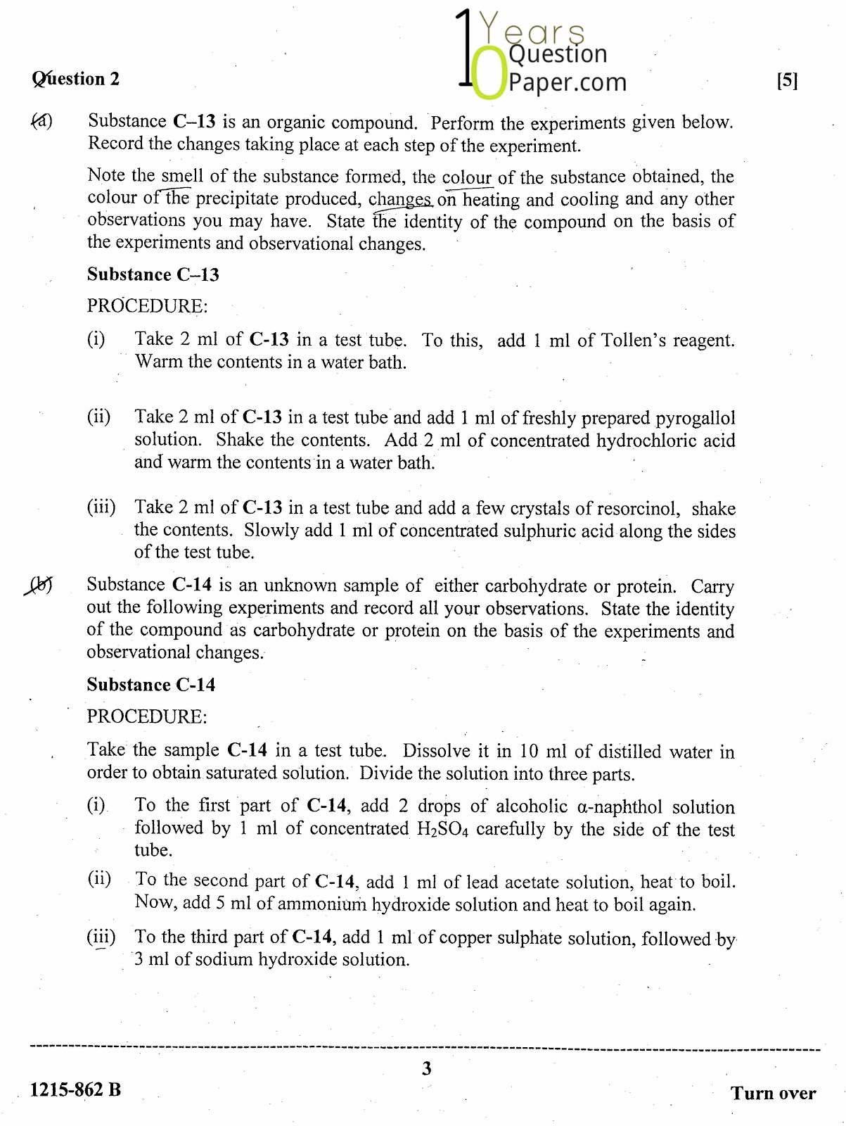 ISC Class 12 Chemistry Practical 2015 Question Paper