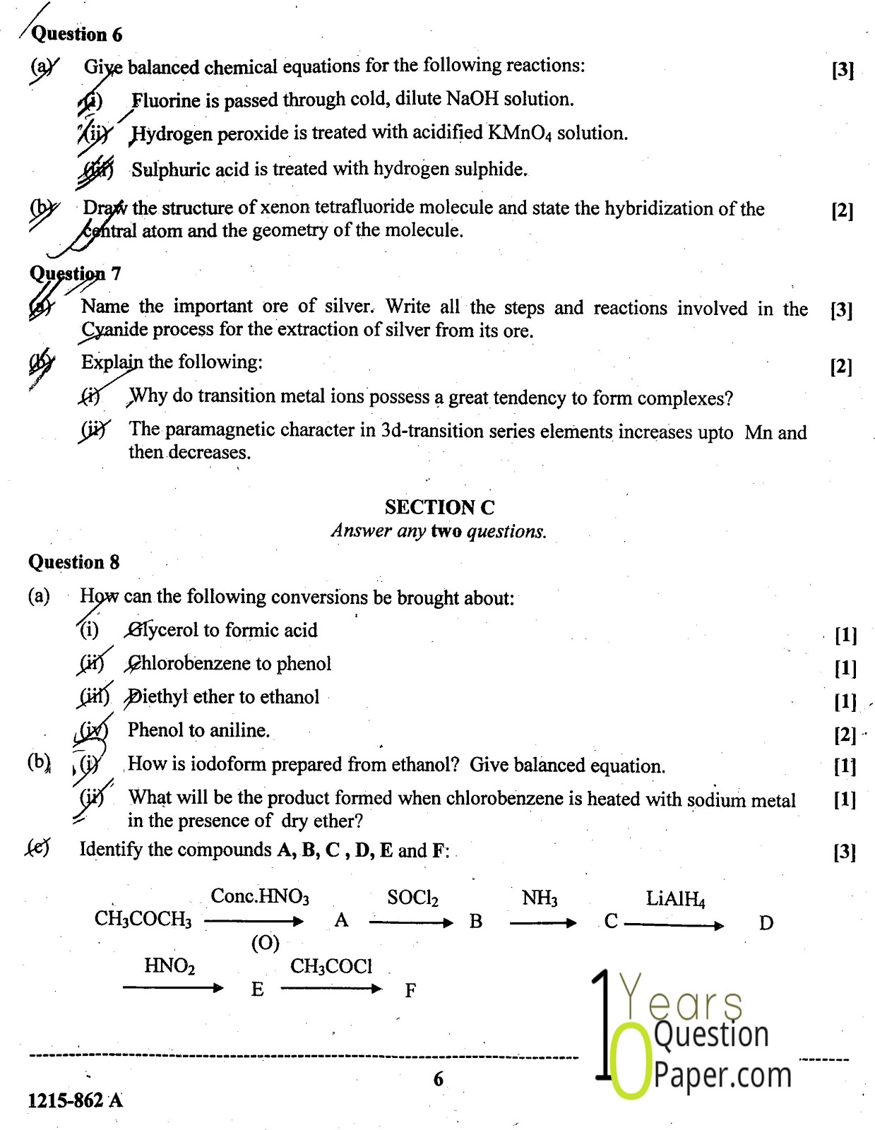 ISC Class 12 Chemistry 2015 Question Paper