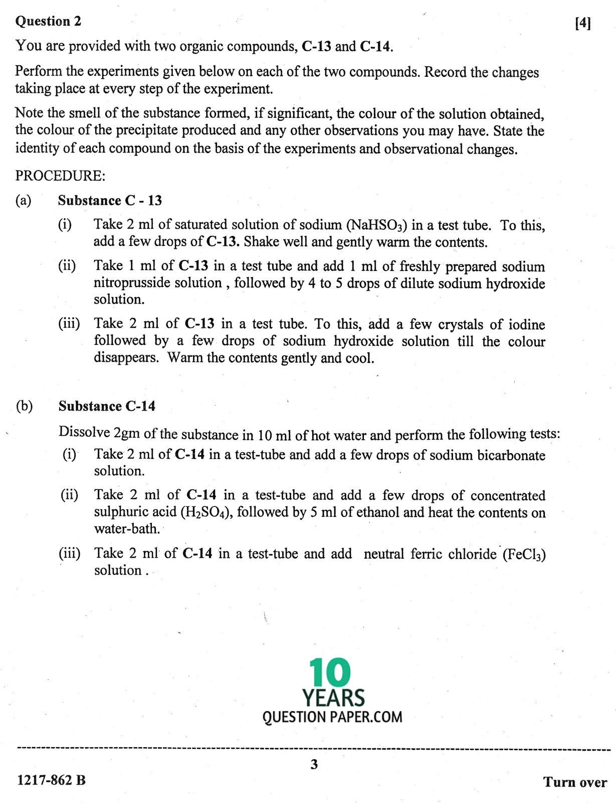 ISC Class 12 Chemistry Practical 2017 Question Paper