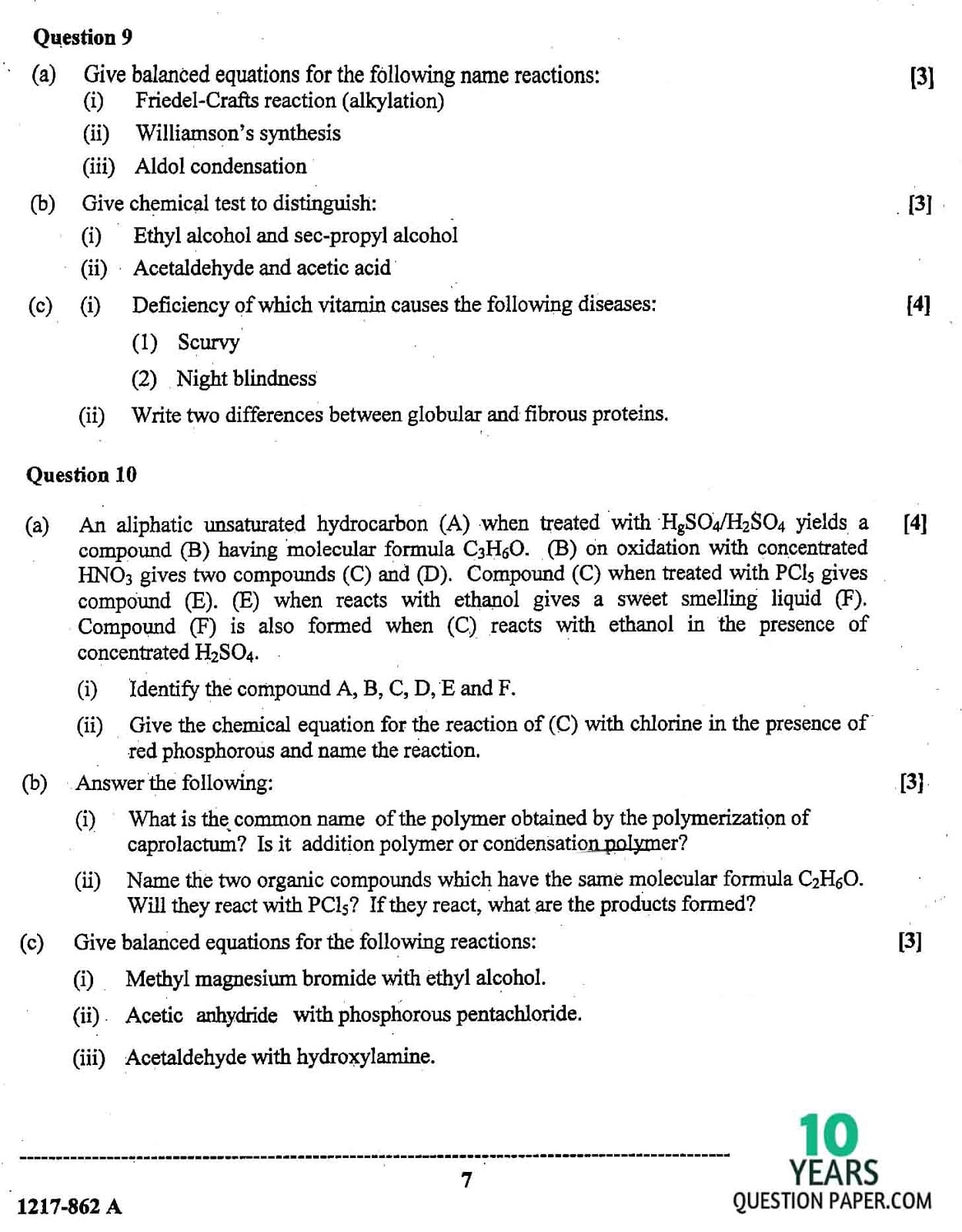 ISC Class 12 Chemistry 2017 Question Paper