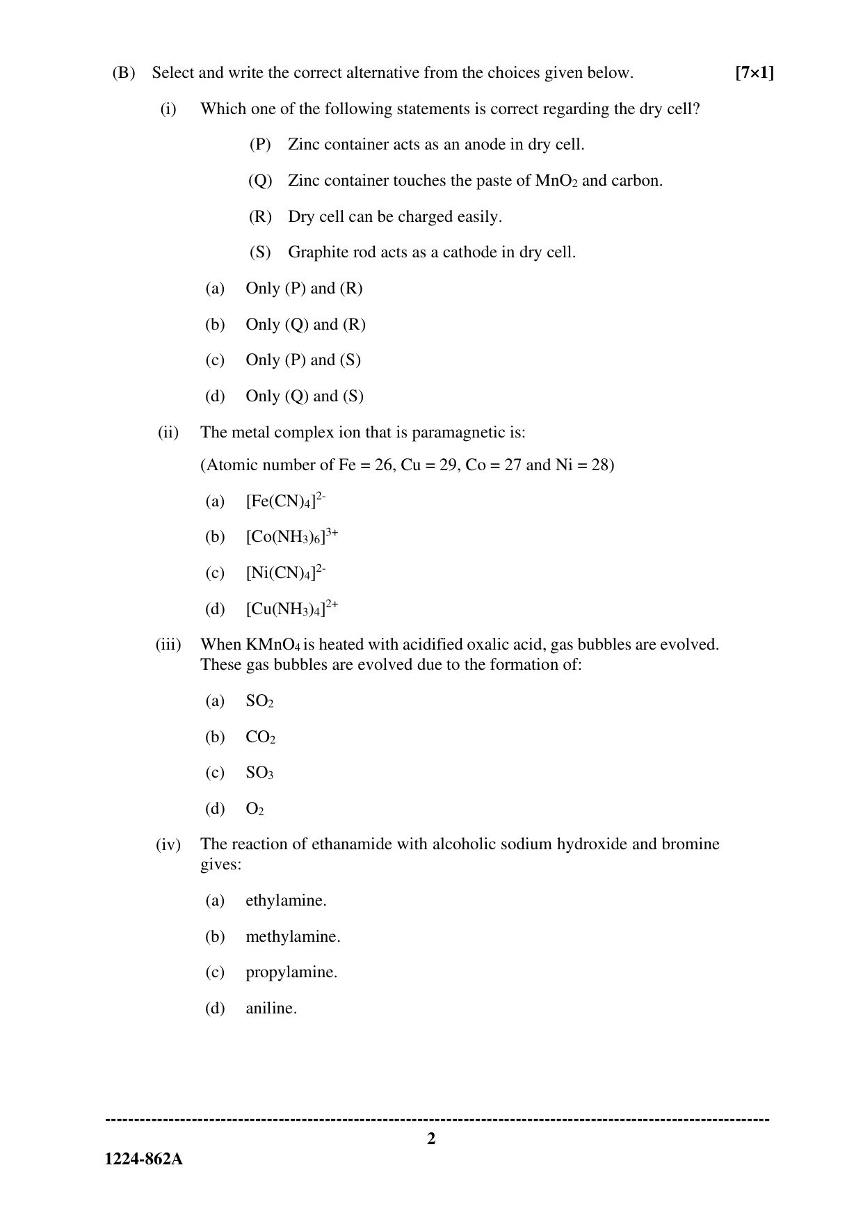 ISC 2024 Chemistry Question Paper for Class 12 — page 2
