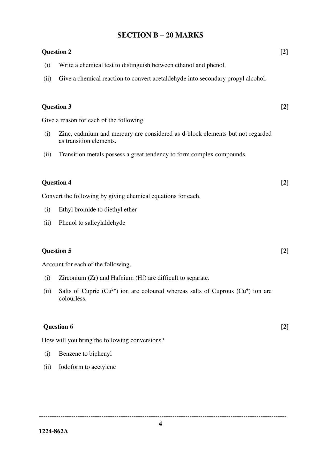 ISC 2024 Chemistry Question Paper for Class 12 — page 4