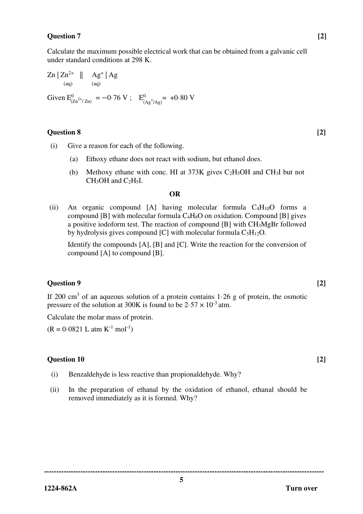 ISC 2024 Chemistry Question Paper for Class 12 — page 5