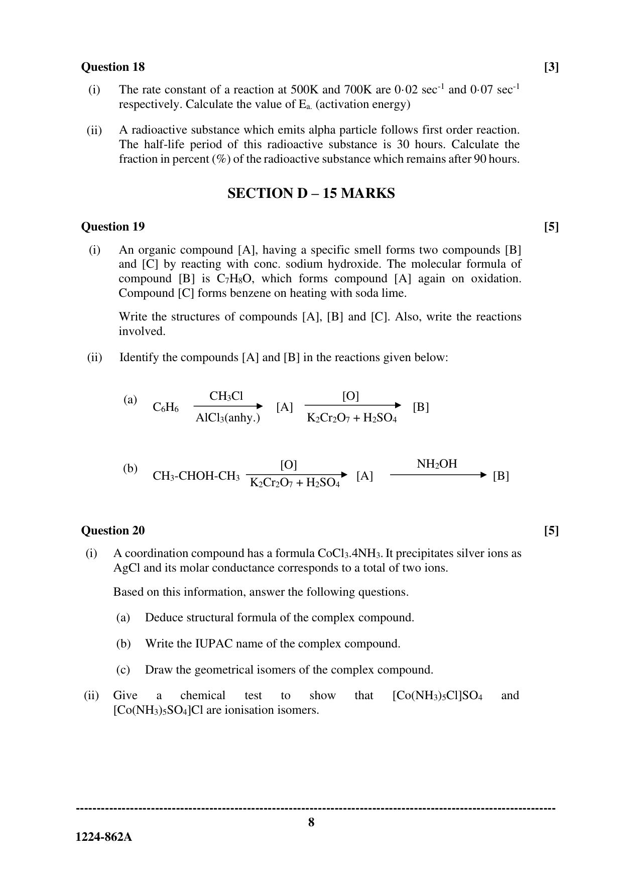 ISC 2024 Chemistry Question Paper for Class 12 — page 8