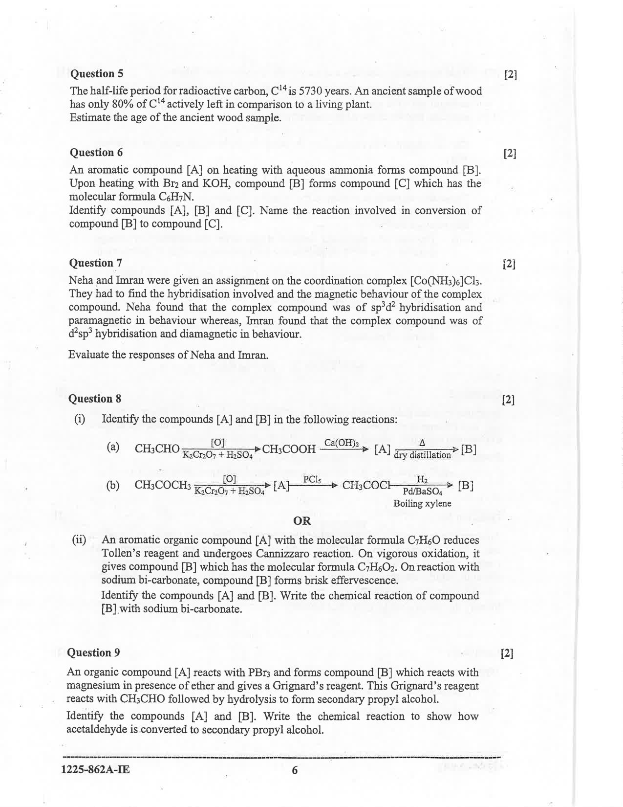 ISC 2025 Chemistry Improvement Examination Question Paper for Class 12 — page 6