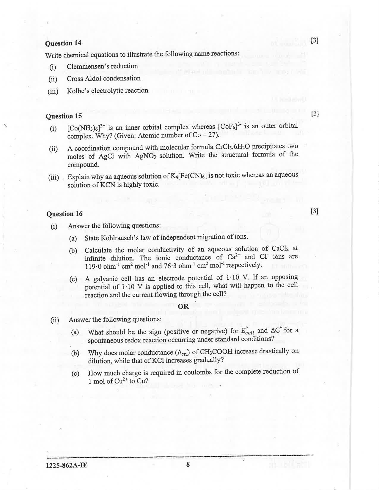 ISC 2025 Chemistry Improvement Examination Question Paper for Class 12 — page 8