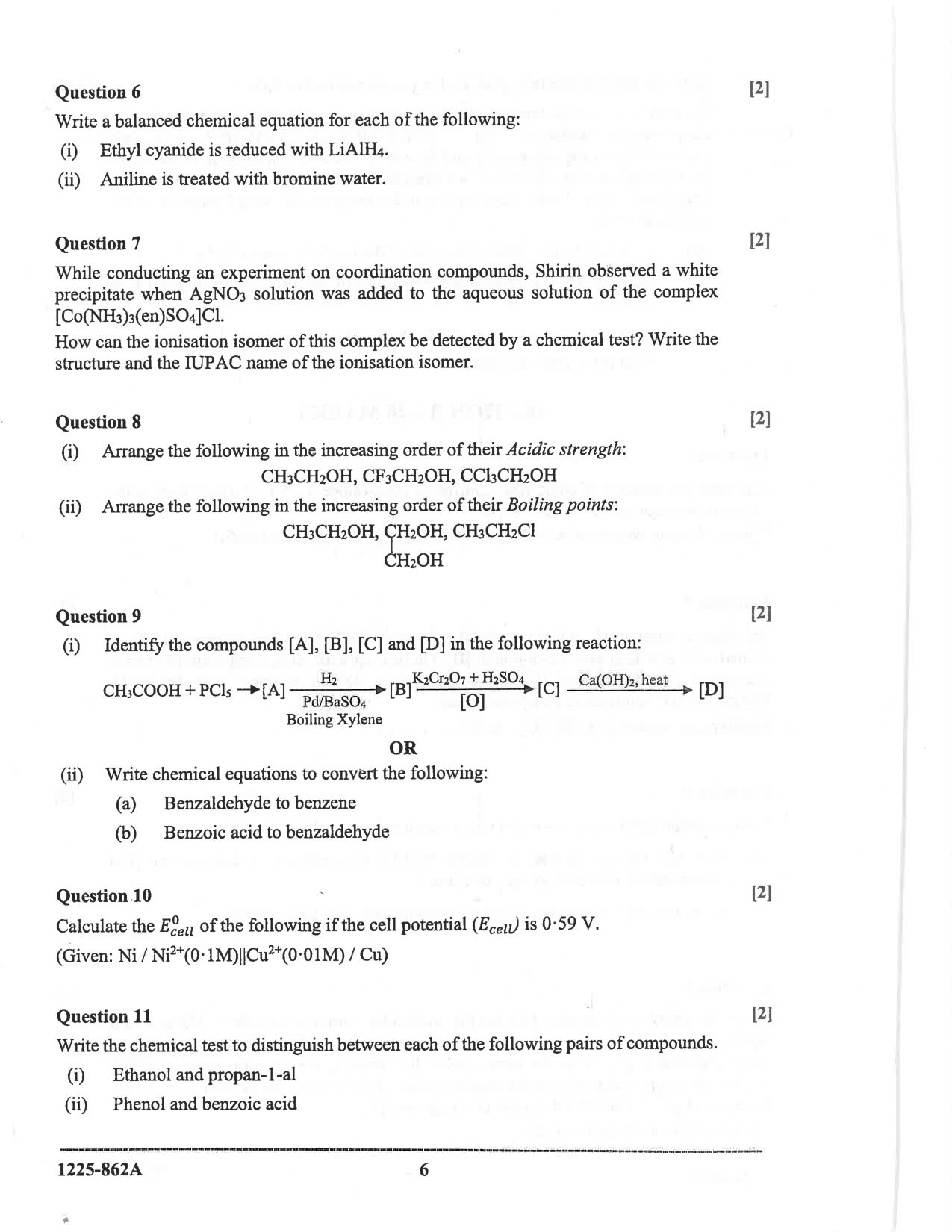 ISC 2025 Chemistry Question Paper for Class 12 — page 6