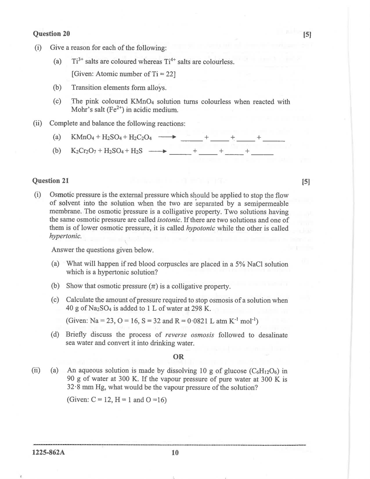 ISC 2025 Chemistry Question Paper for Class 12 — page 10