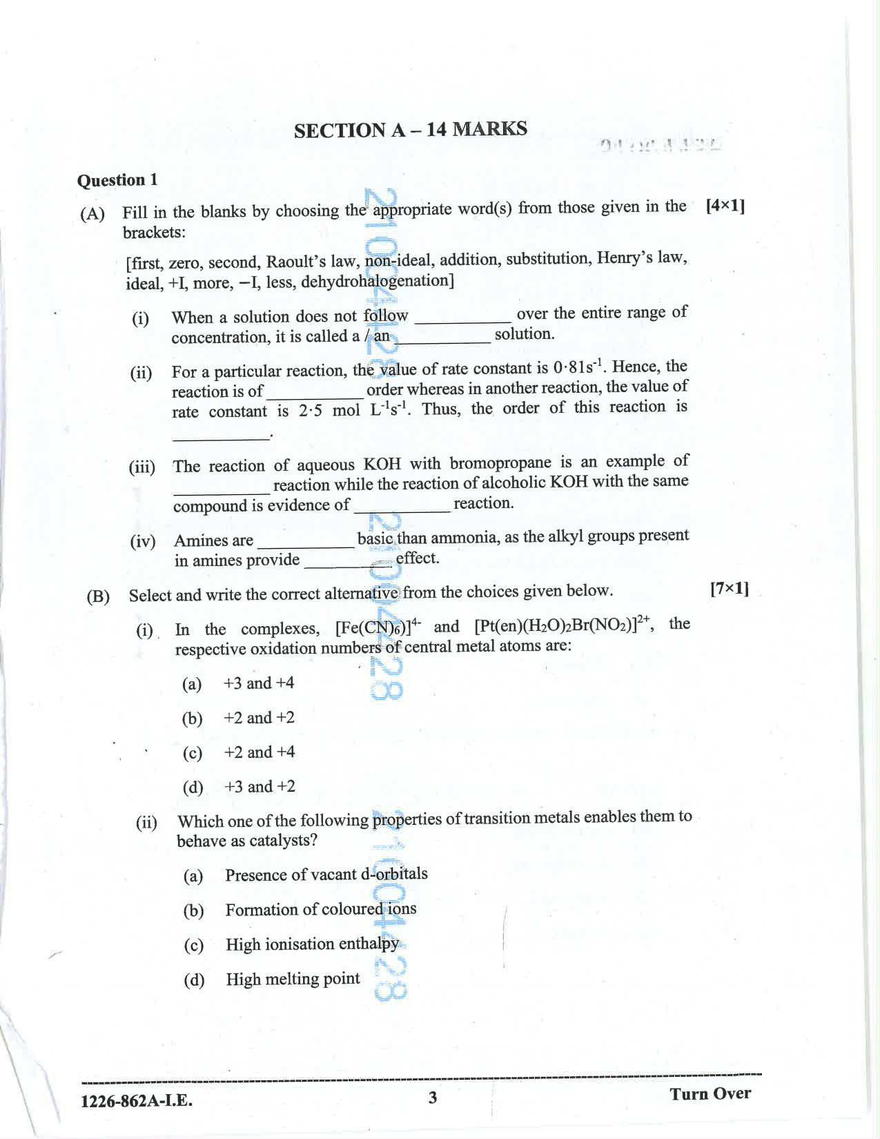 ISC 2026 Chemistry Improvement Examination Question Paper for Class 12 — page 3