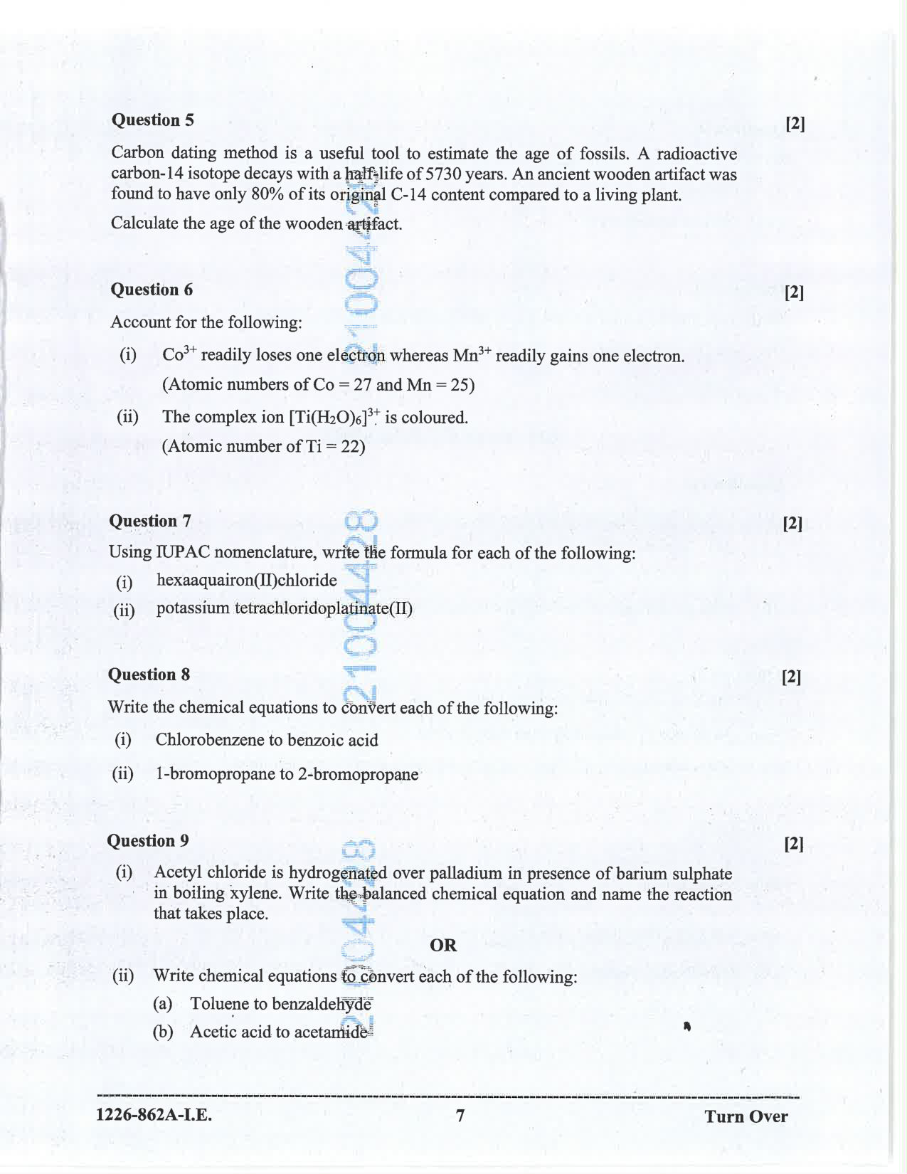 ISC 2026 Chemistry Improvement Examination Question Paper for Class 12 — page 7
