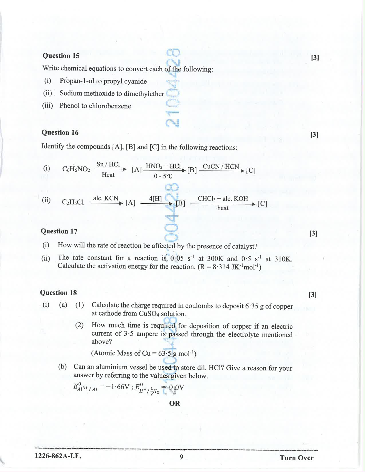 ISC 2026 Chemistry Improvement Examination Question Paper for Class 12 — page 9