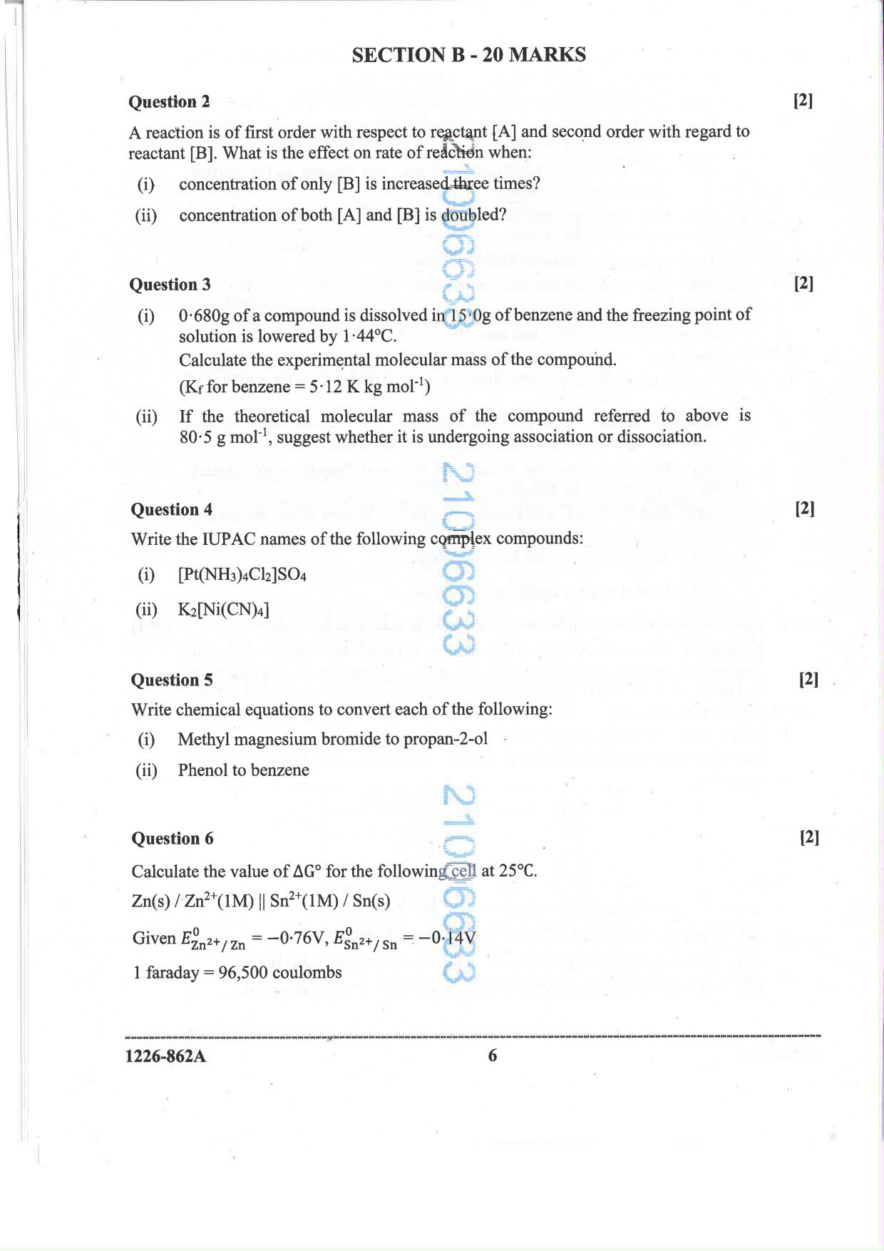 ISC 2026 Chemistry Question Paper for Class 12 — page 6