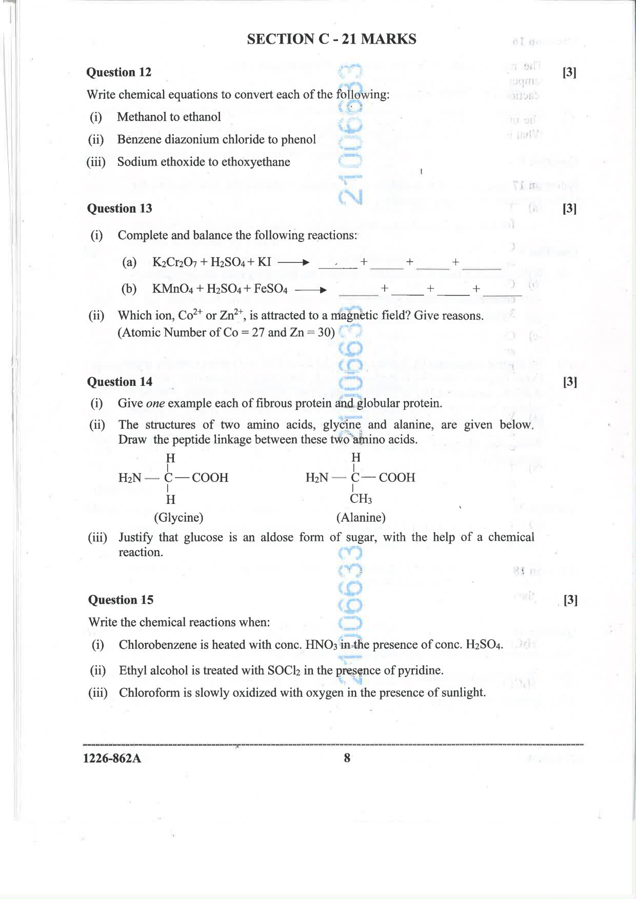 ISC 2026 Chemistry Question Paper for Class 12 — page 8