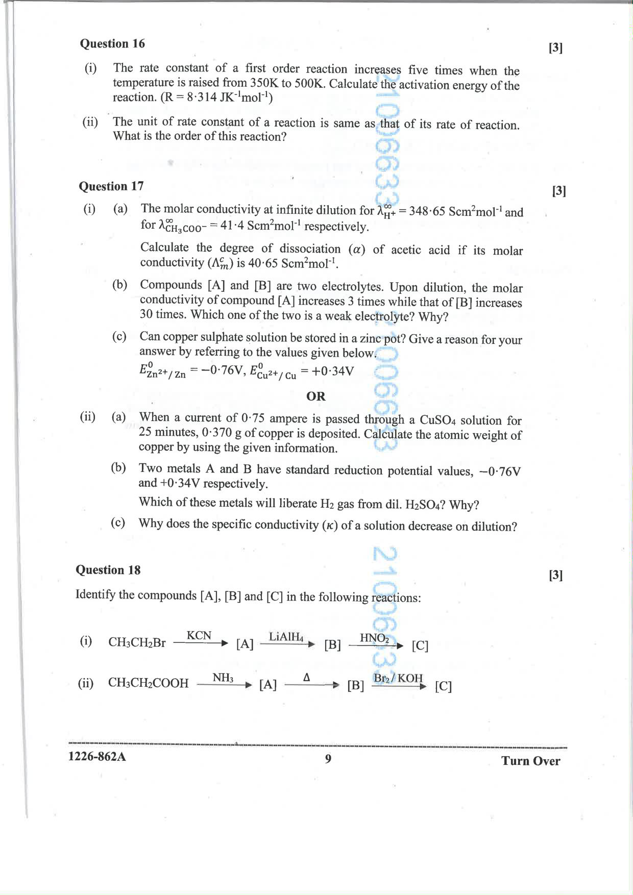 ISC 2026 Chemistry Question Paper for Class 12 — page 9