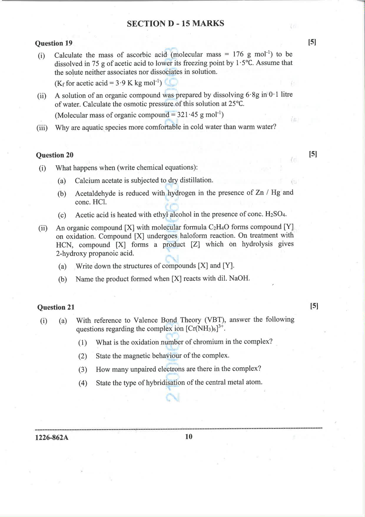 ISC 2026 Chemistry Question Paper for Class 12 — page 10