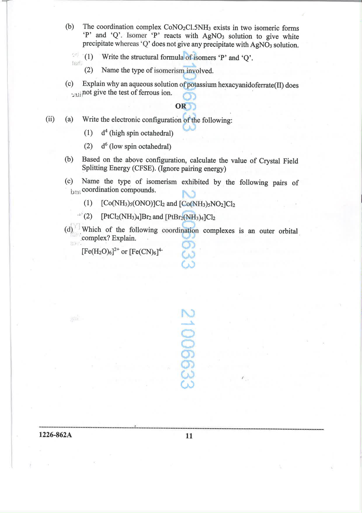 ISC 2026 Chemistry Question Paper for Class 12 — page 11