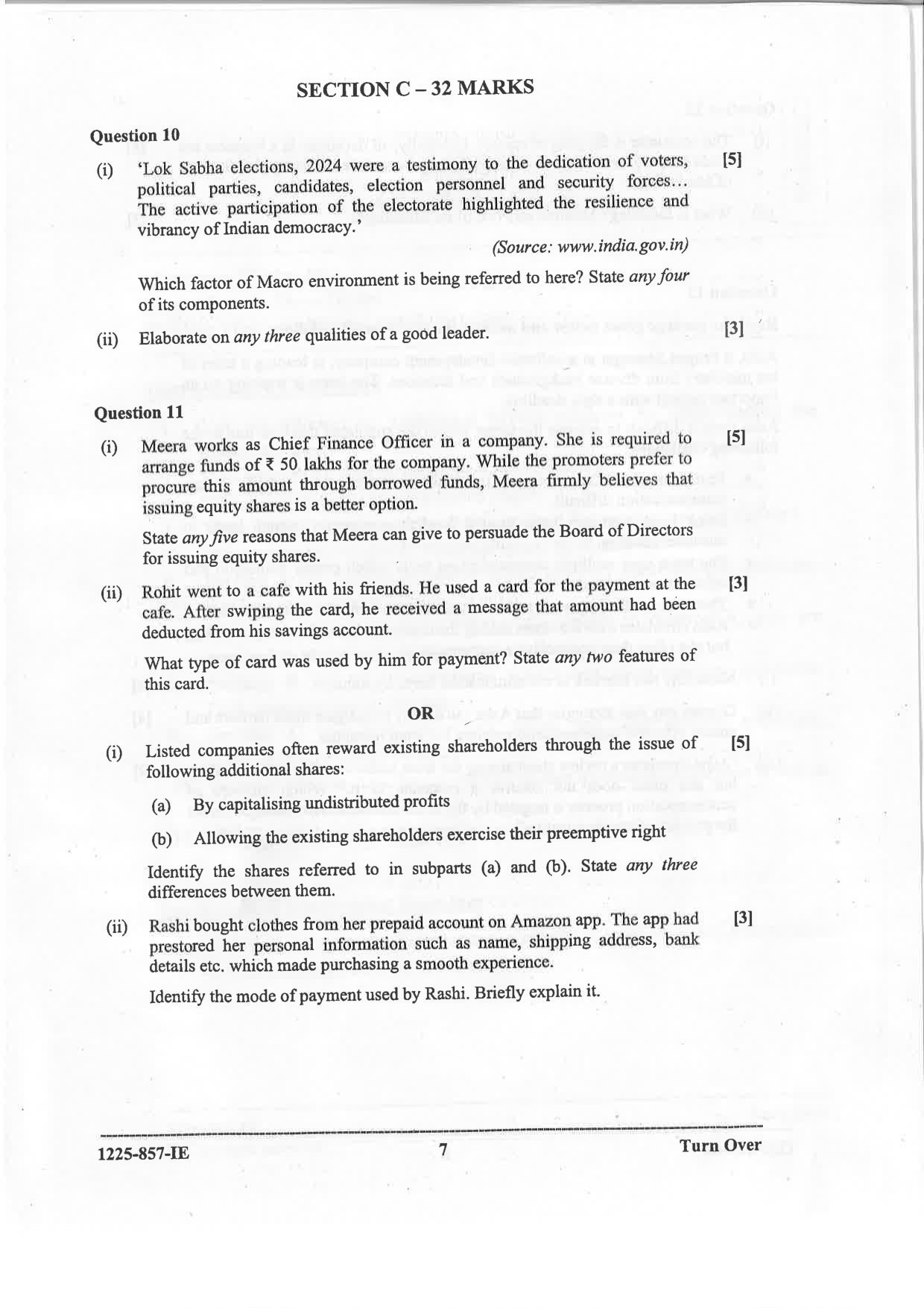 ISC 2025 Commerce Improvement Examination Question Paper for Class 12 — page 7