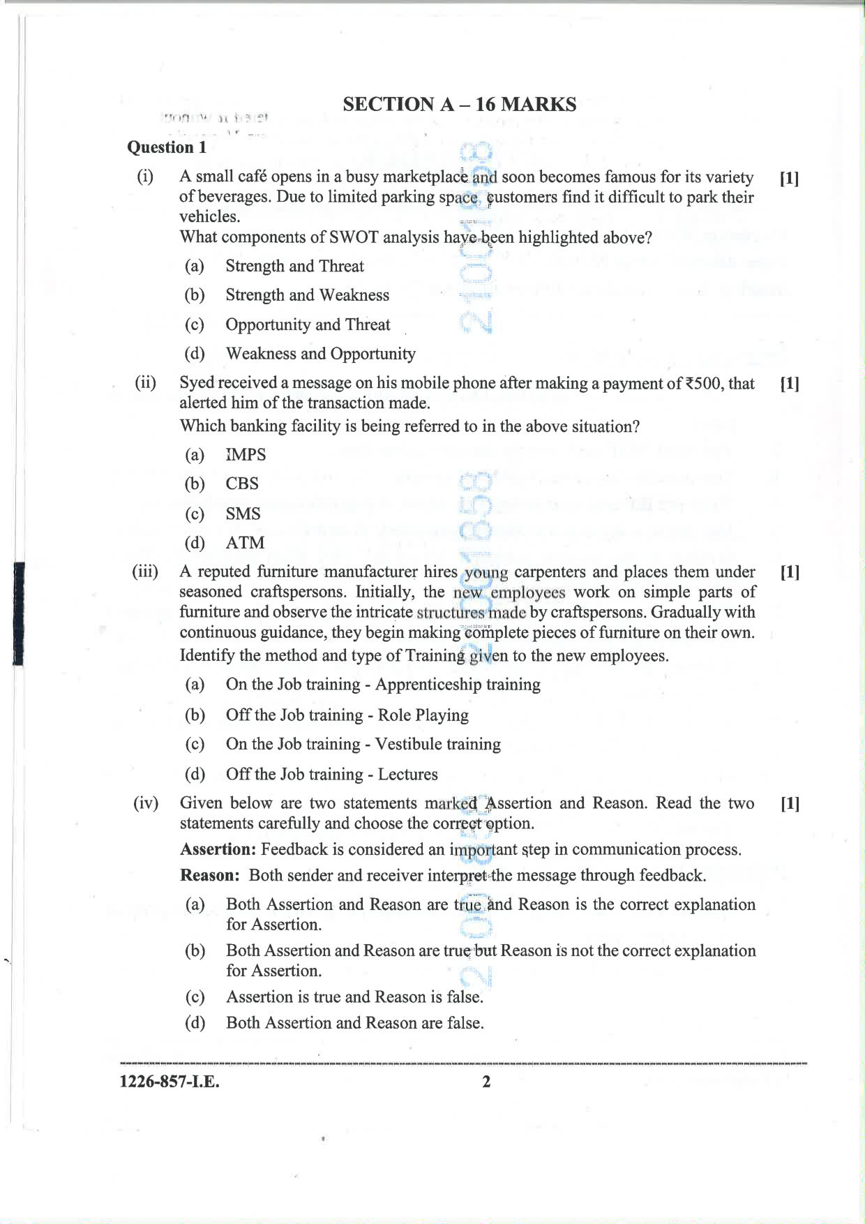 ISC 2026 Commerce Improvement Examination Question Paper for Class 12 — page 2