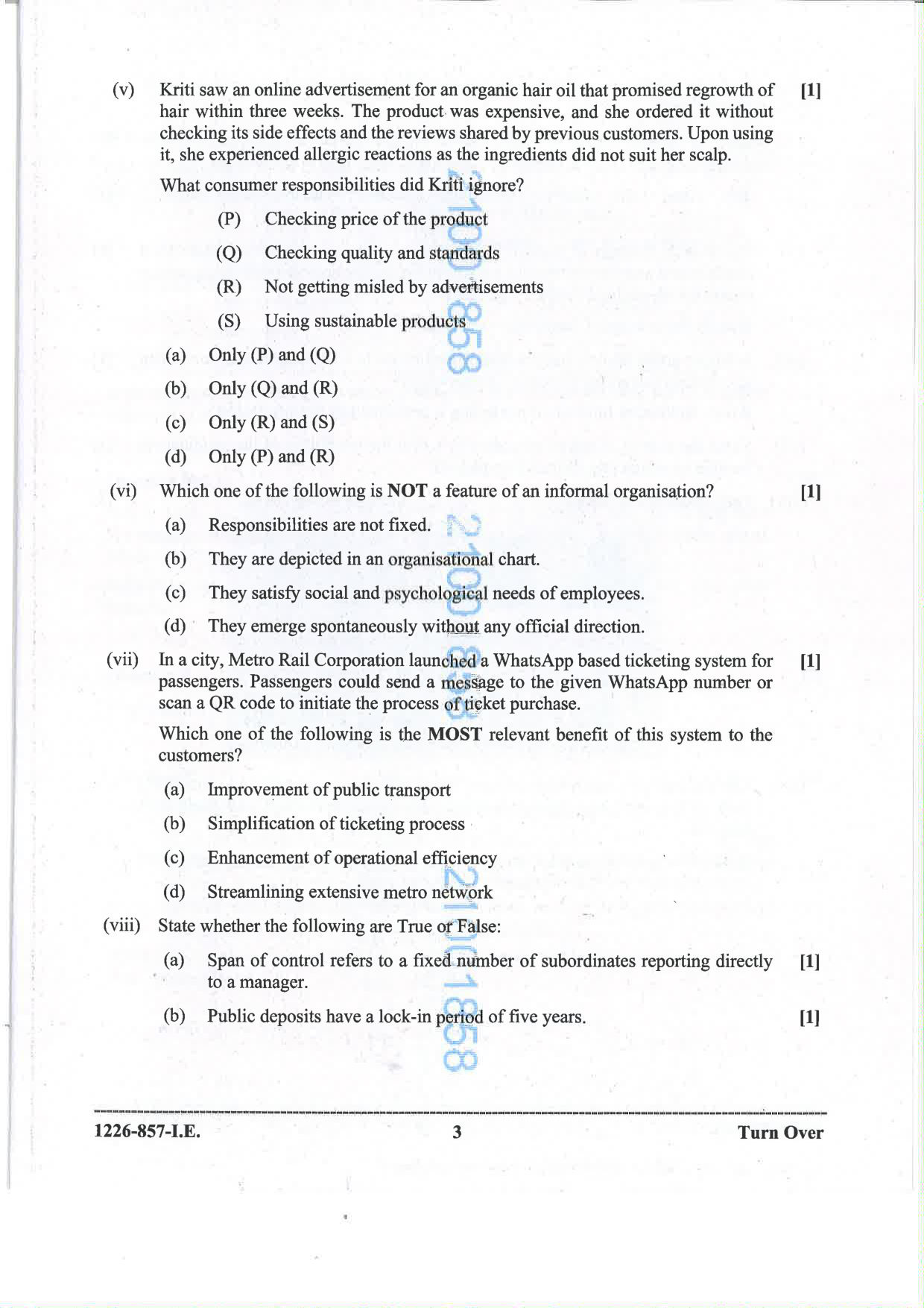 ISC 2026 Commerce Improvement Examination Question Paper for Class 12 — page 3