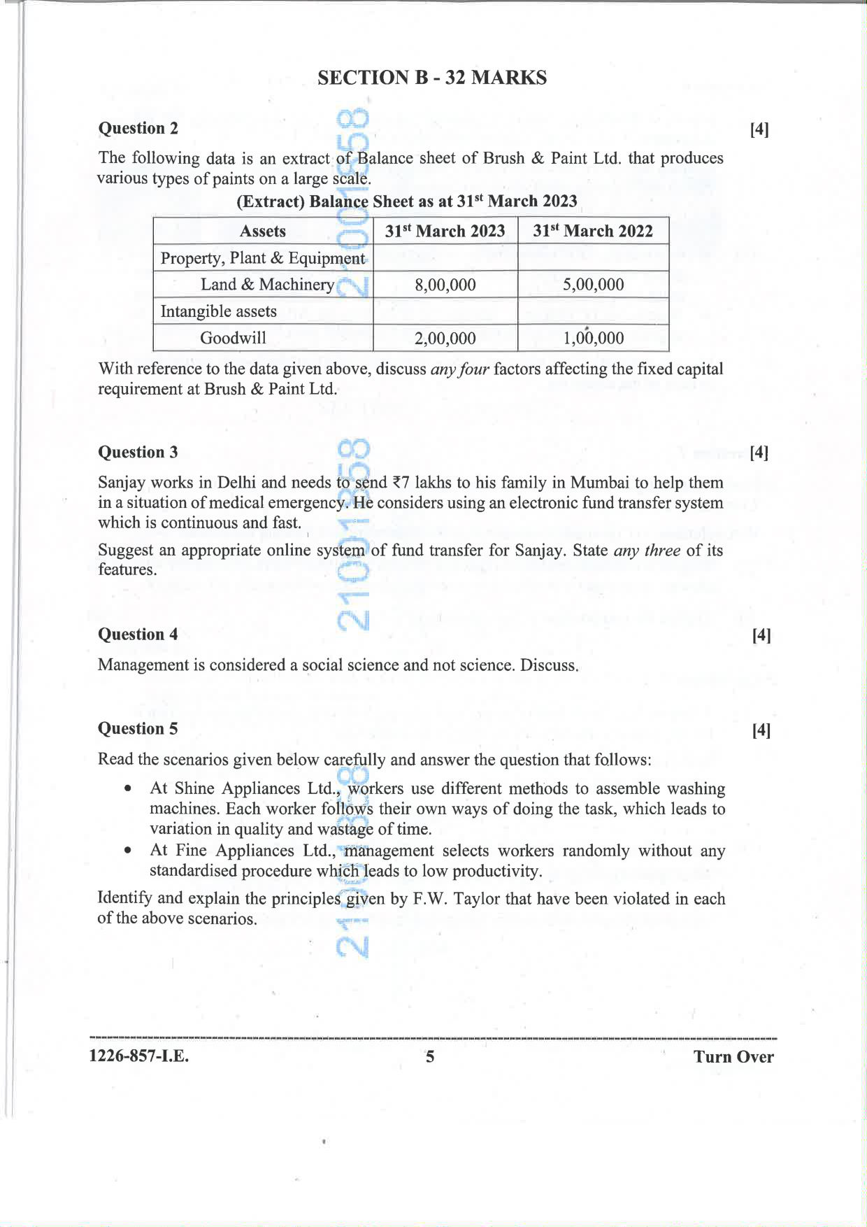 ISC 2026 Commerce Improvement Examination Question Paper for Class 12 — page 5