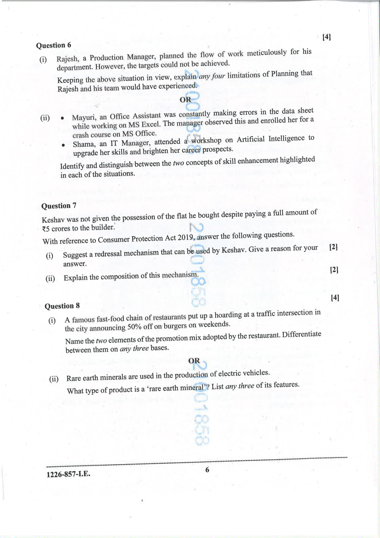 ISC 2026 Commerce Improvement Examination Question Paper for Class 12 — page 6