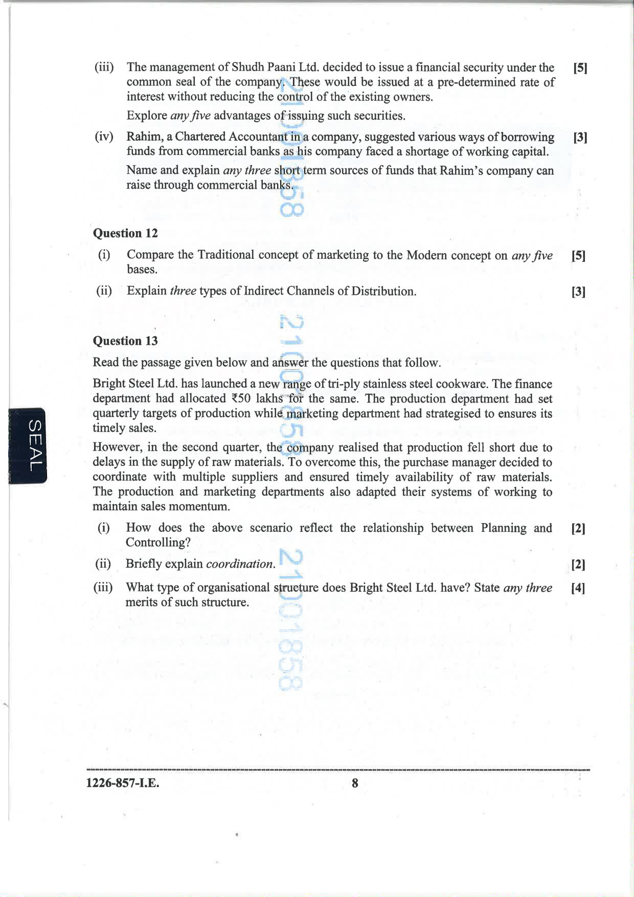 ISC 2026 Commerce Improvement Examination Question Paper for Class 12 — page 8
