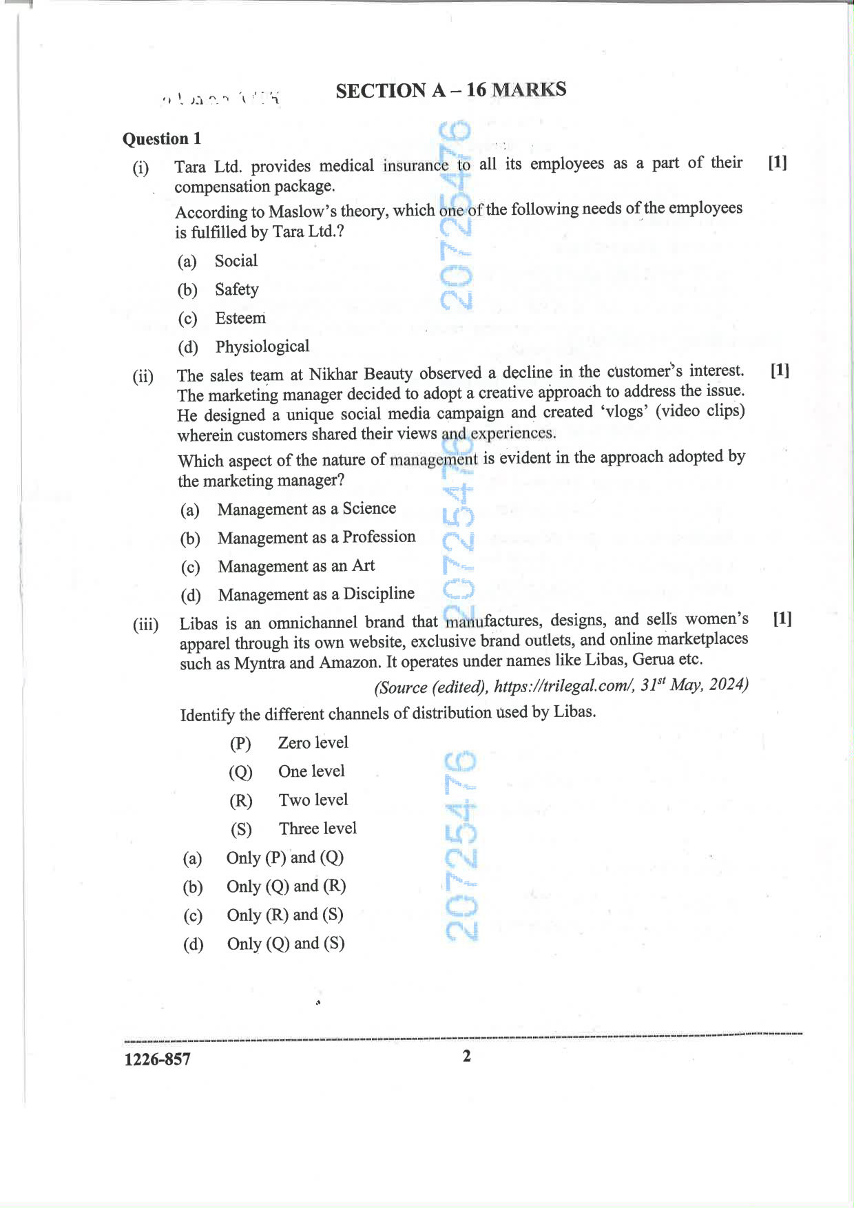 ISC 2026 Commerce Question Paper for Class 12 — page 2
