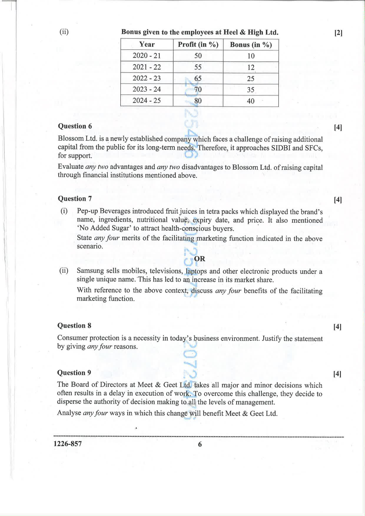 ISC 2026 Commerce Question Paper for Class 12 — page 6