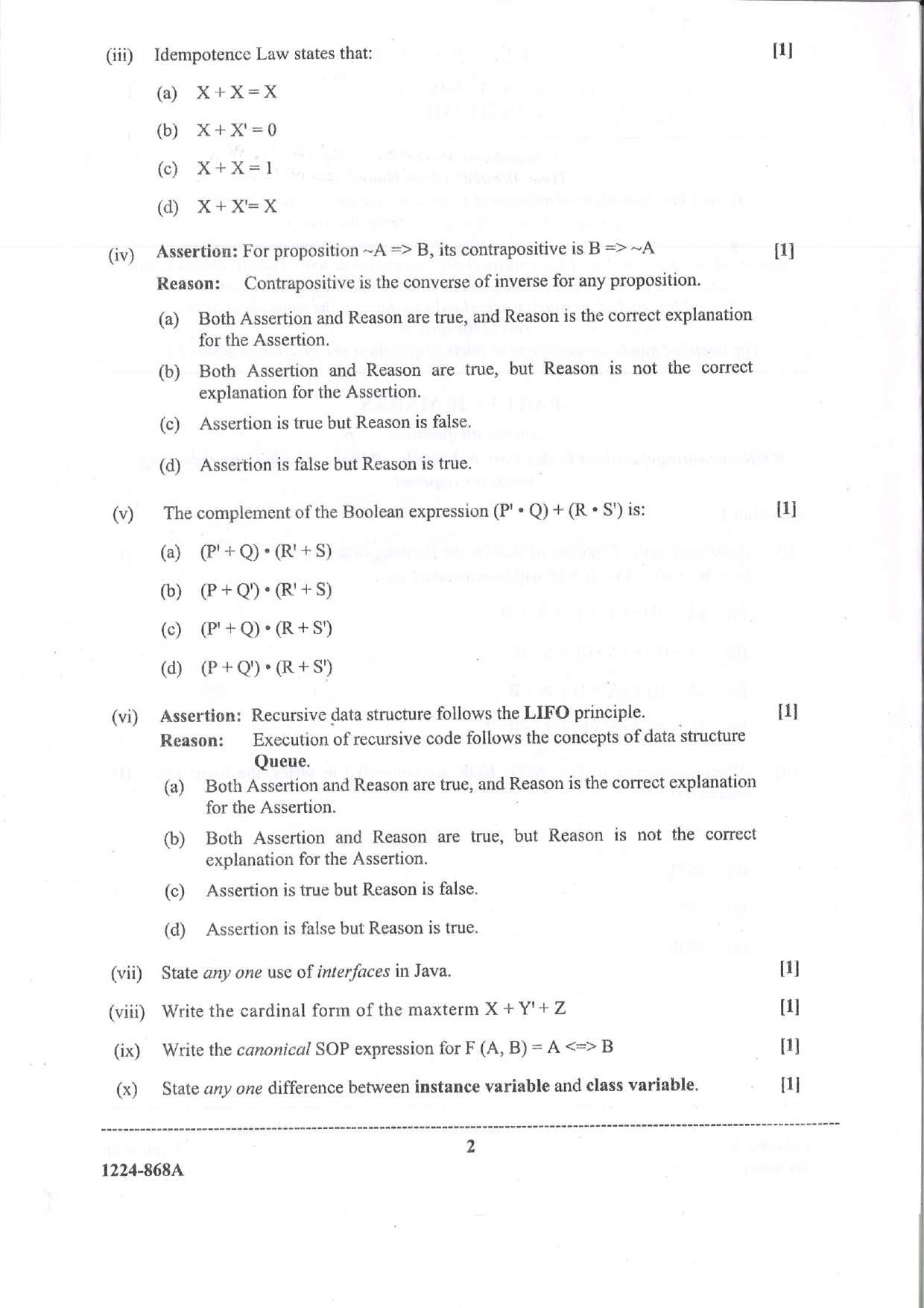 ISC 2024 Computer Science Question Paper for Class 12 — page 2