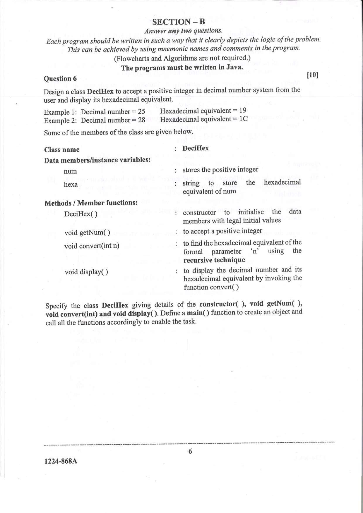 ISC 2024 Computer Science Question Paper for Class 12 — page 6