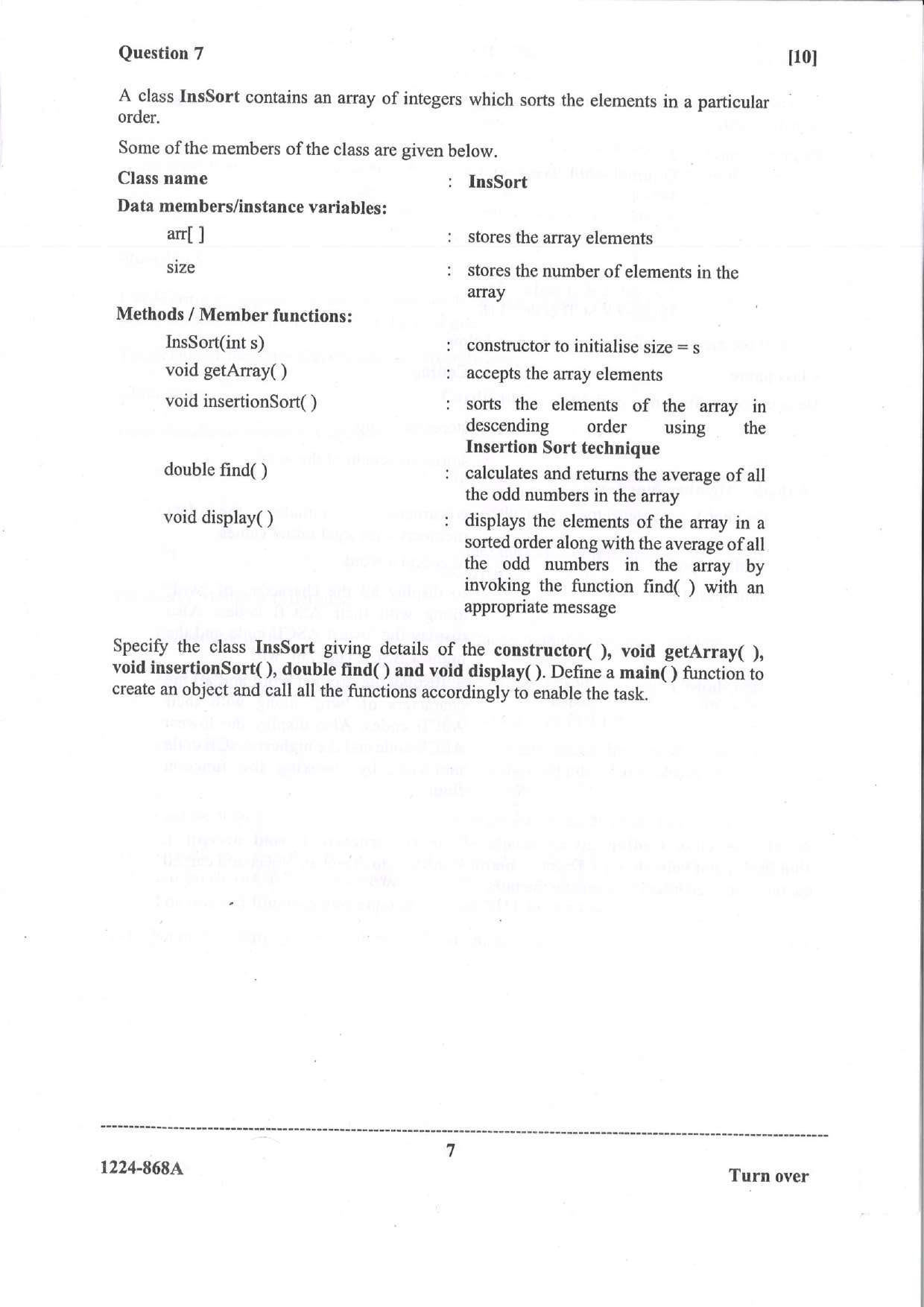 ISC 2024 Computer Science Question Paper for Class 12 — page 7