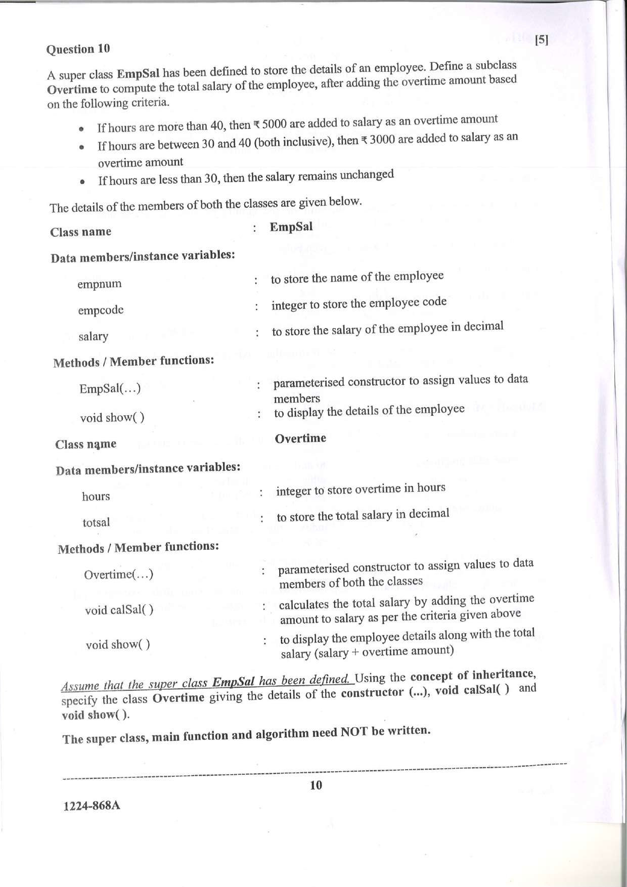 ISC 2024 Computer Science Question Paper for Class 12 — page 10