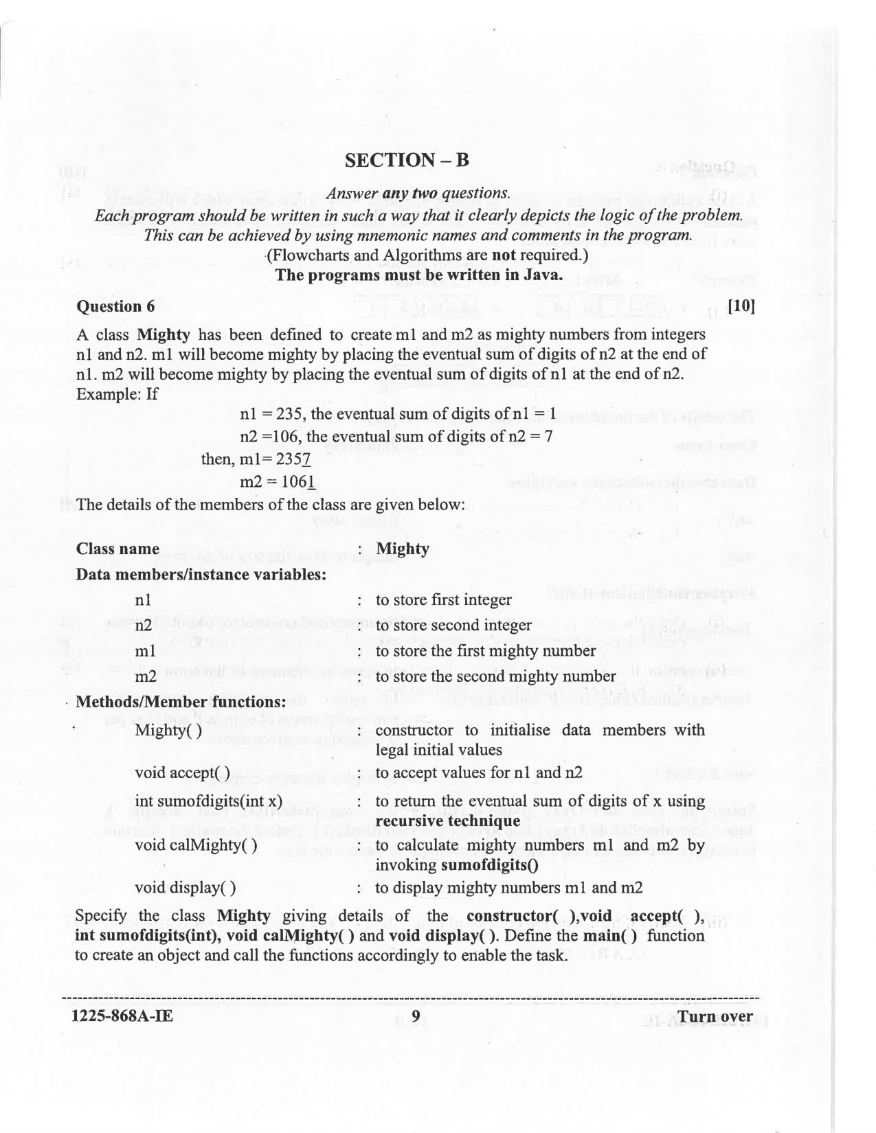 ISC 2025 Computer Science Improvement Examination Question Paper for Class 12 — page 9