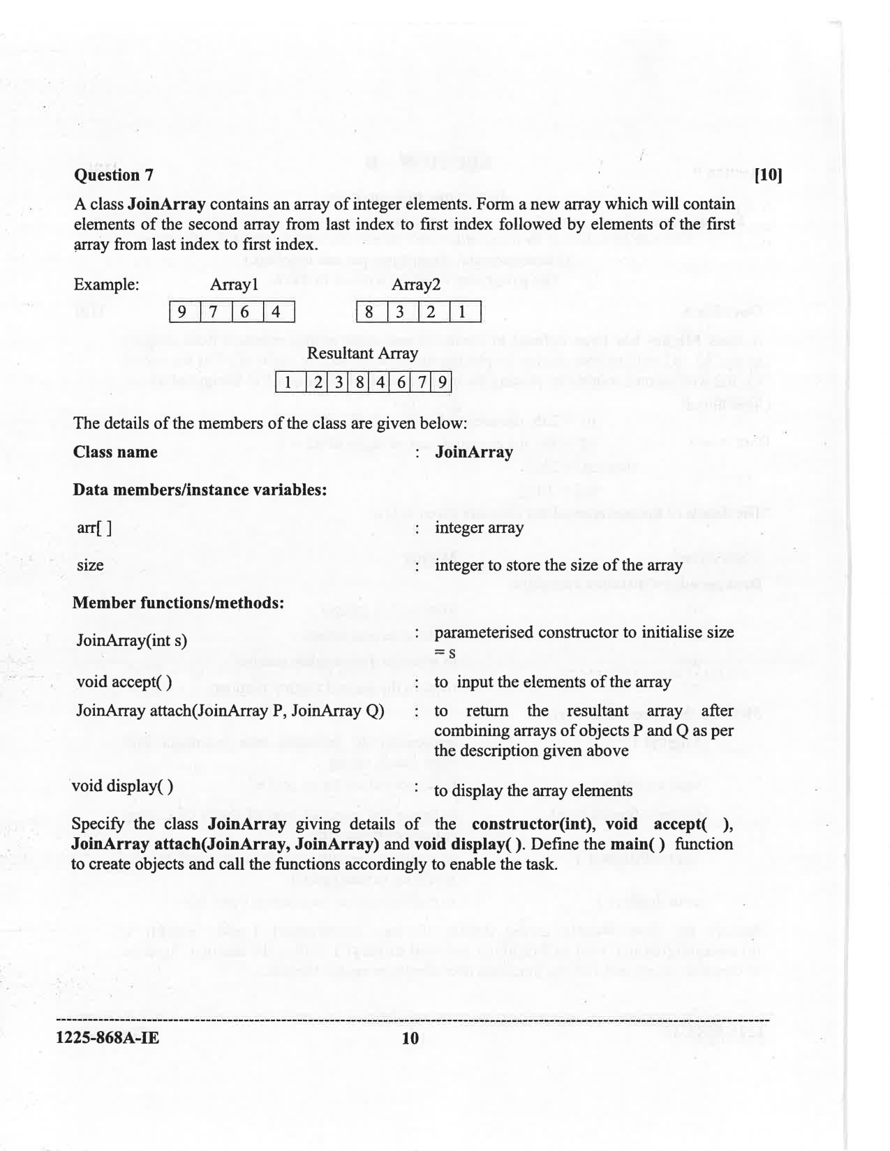 ISC 2025 Computer Science Improvement Examination Question Paper for Class 12 — page 10