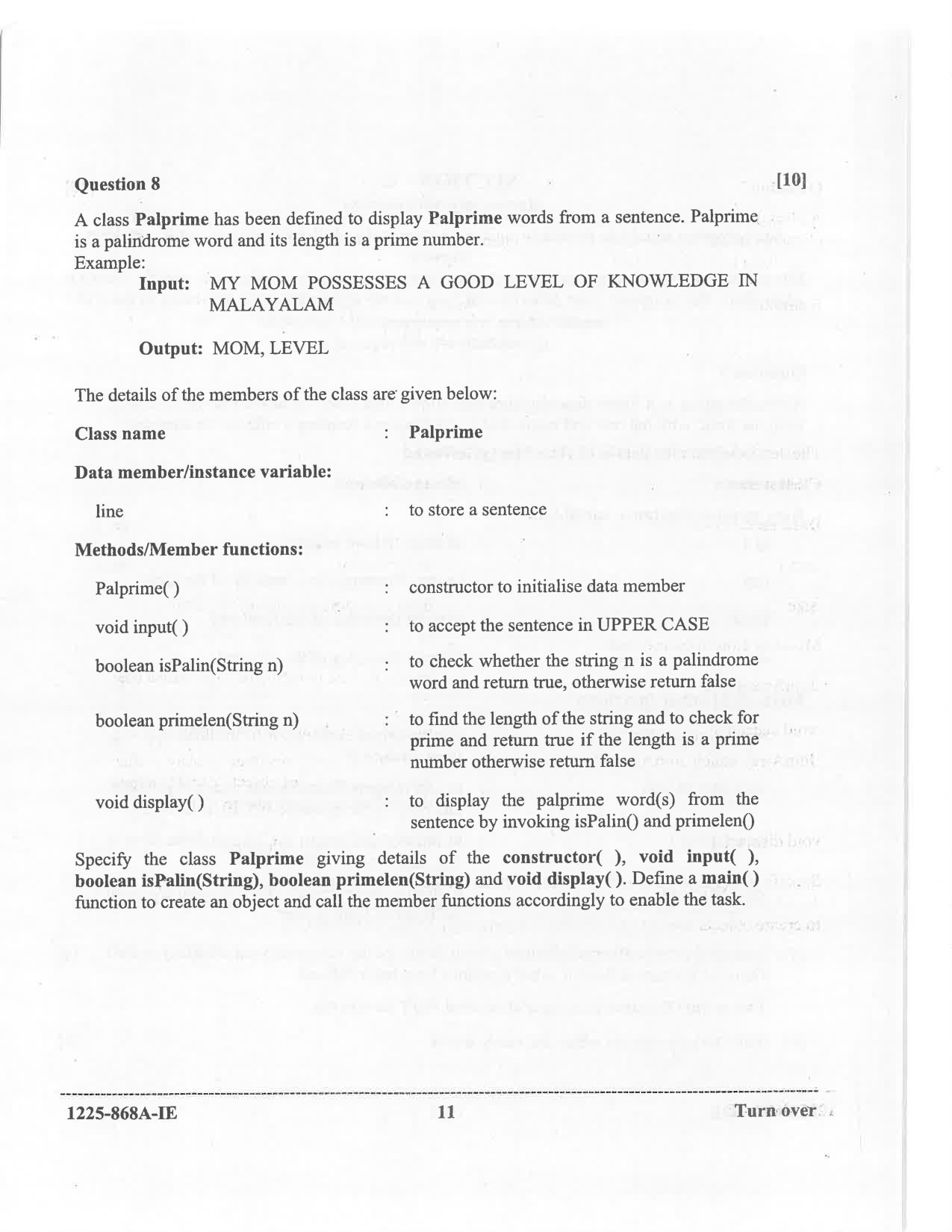 ISC 2025 Computer Science Improvement Examination Question Paper for Class 12 — page 11