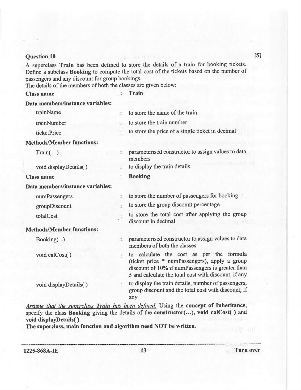 ISC 2025 Computer Science Improvement Examination Question Paper for Class 12 — page 13