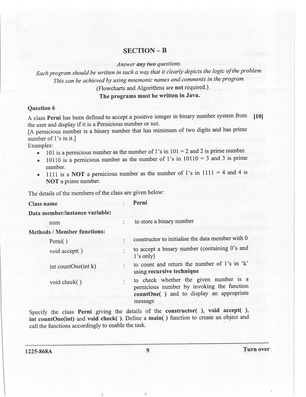 ISC 2025 Computer Science Question Paper for Class 12 — page 9