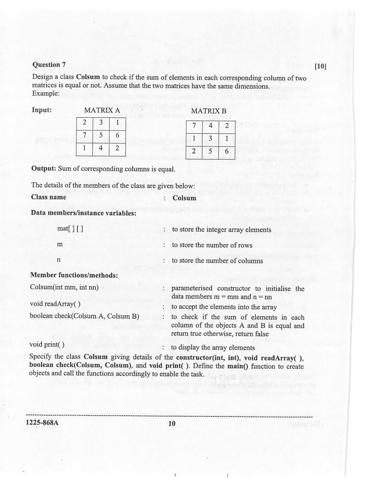 ISC 2025 Computer Science Question Paper for Class 12 — page 10