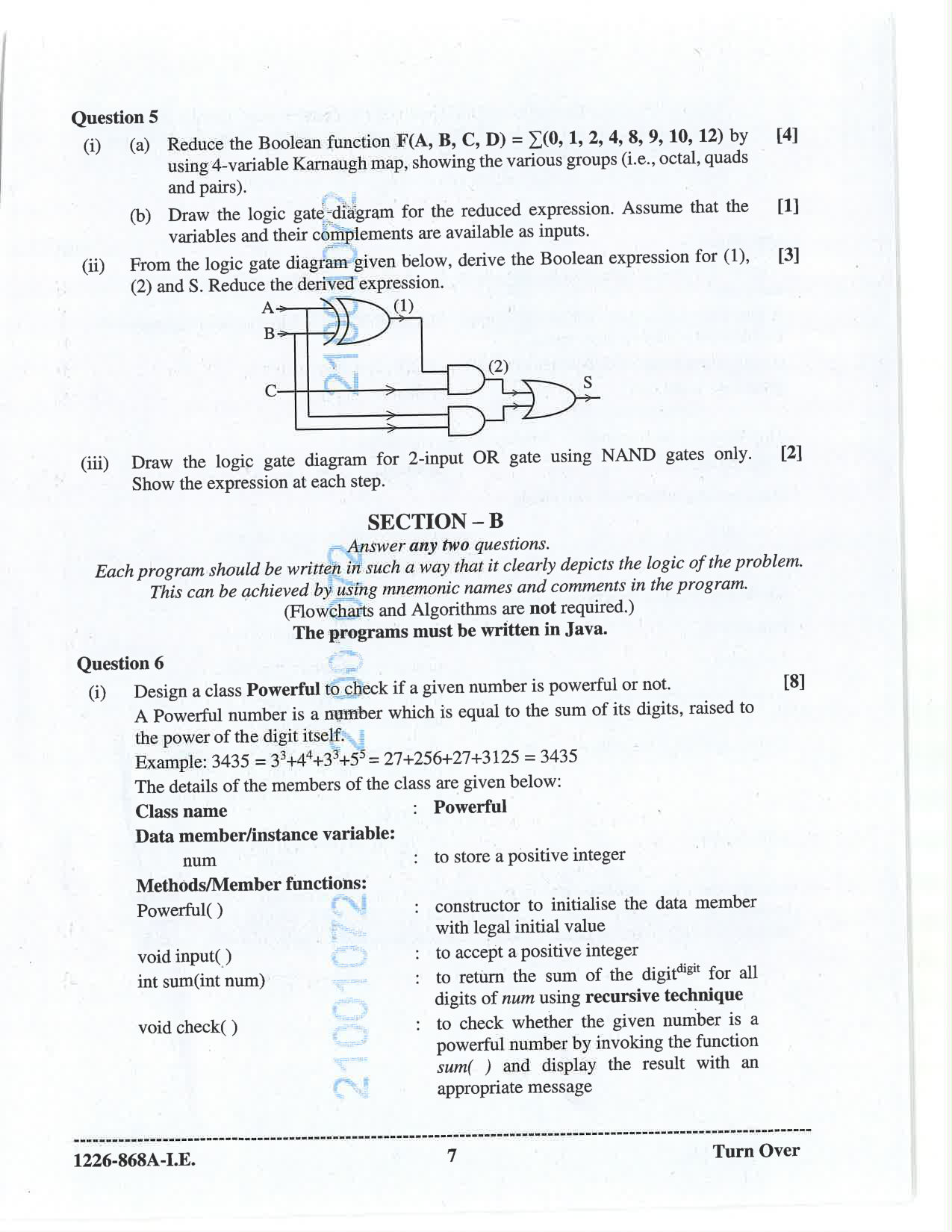 ISC 2026 Computer Science Improvement Examination Question Paper for Class 12 — page 7