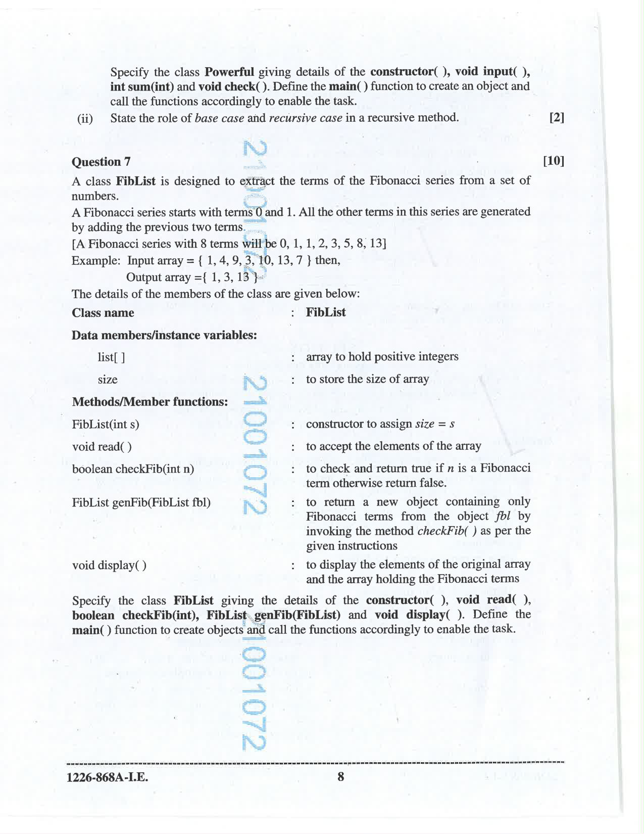ISC 2026 Computer Science Improvement Examination Question Paper for Class 12 — page 8
