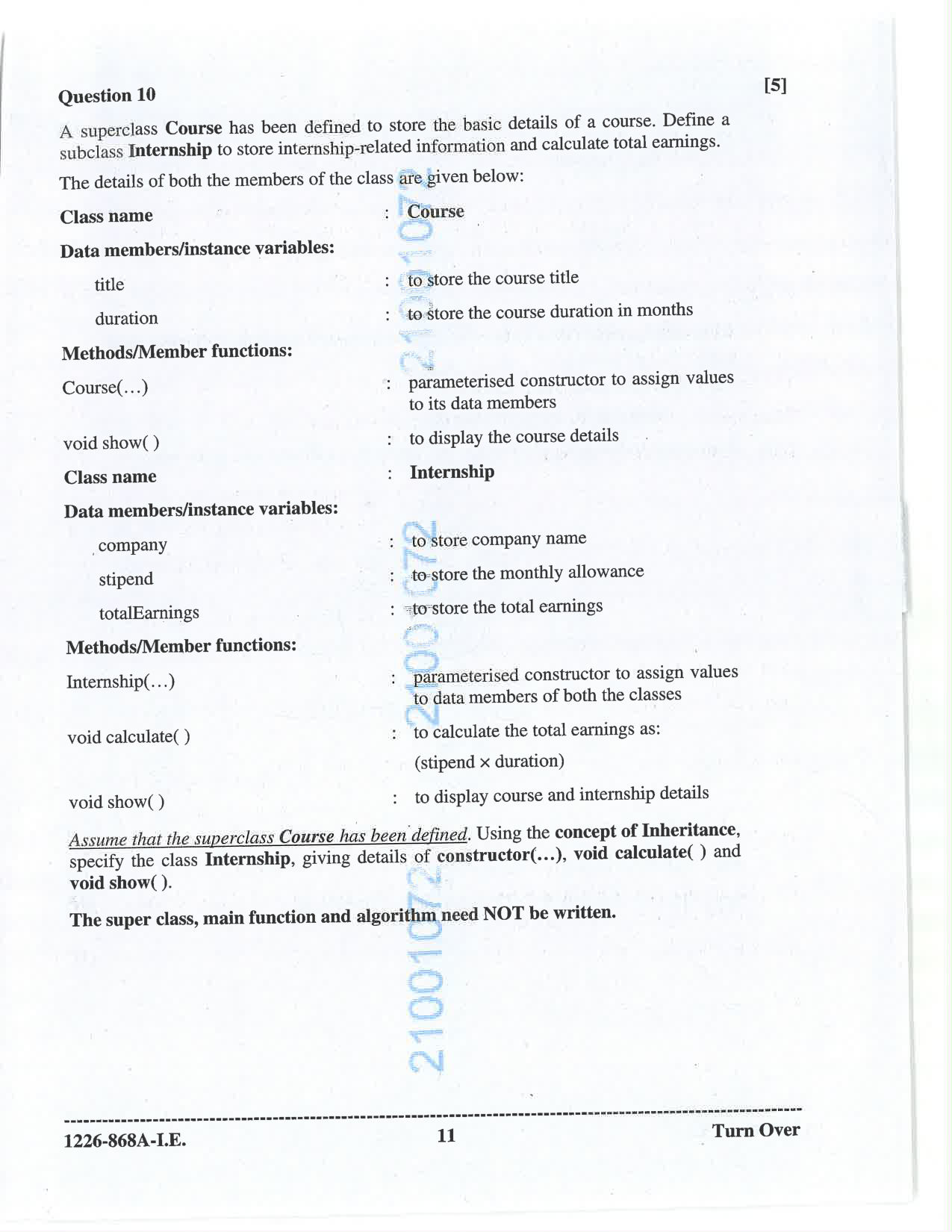 ISC 2026 Computer Science Improvement Examination Question Paper for Class 12 — page 11